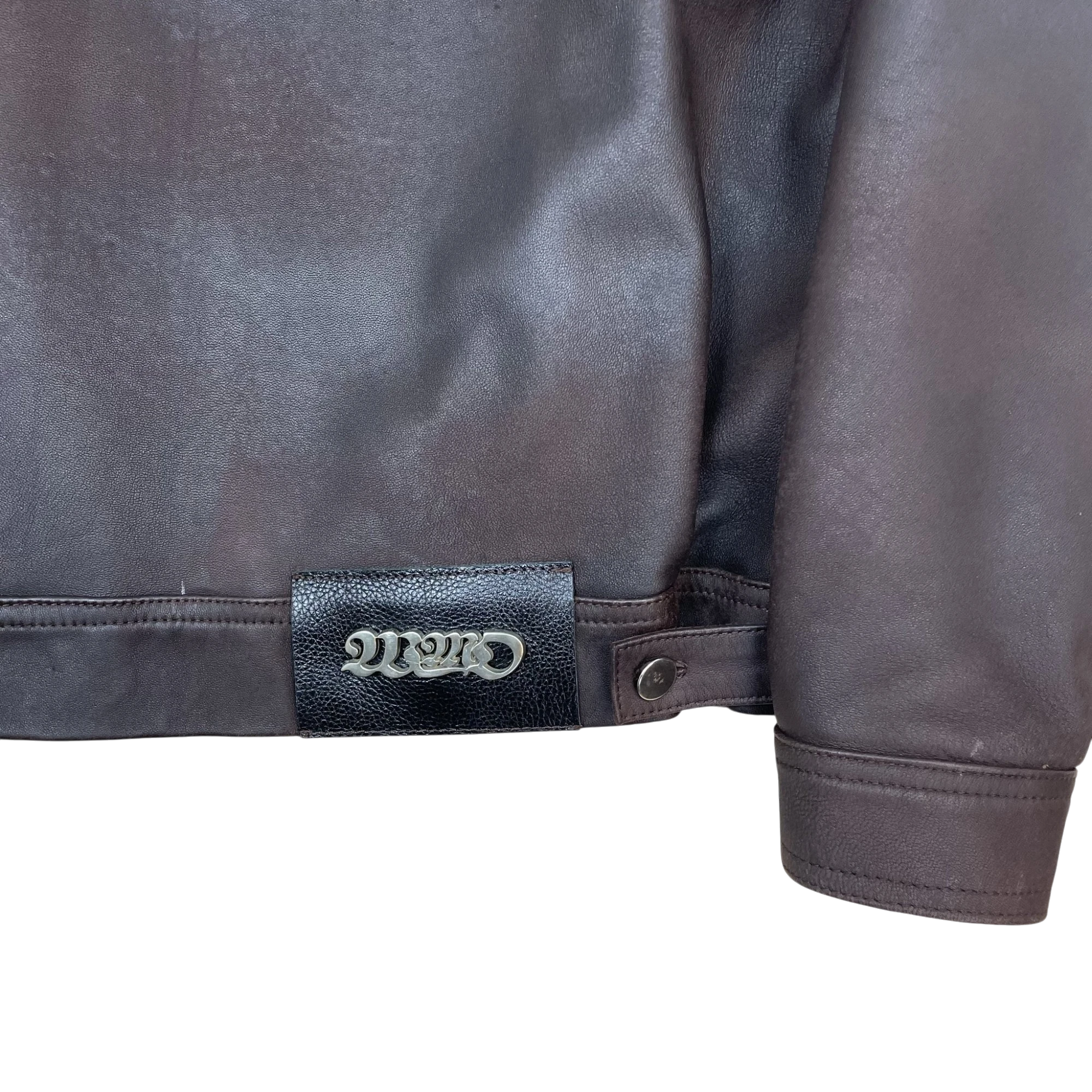 WMO Curved Zip Leather Jacket Ombre Brown (Fits L)