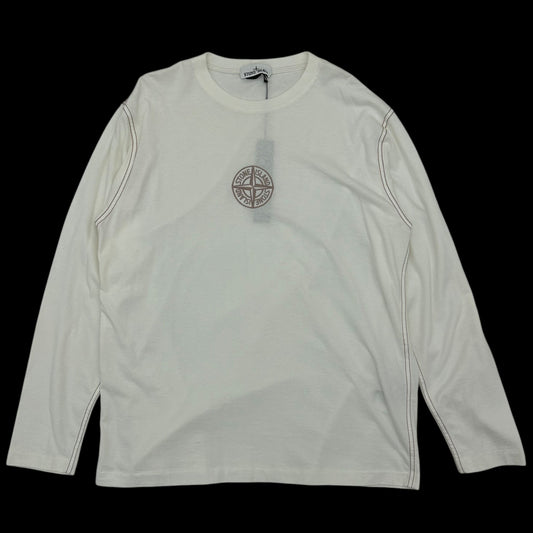 Stone Island Embodied Logo Long Sleeve Shirt White (Fits L/XL)