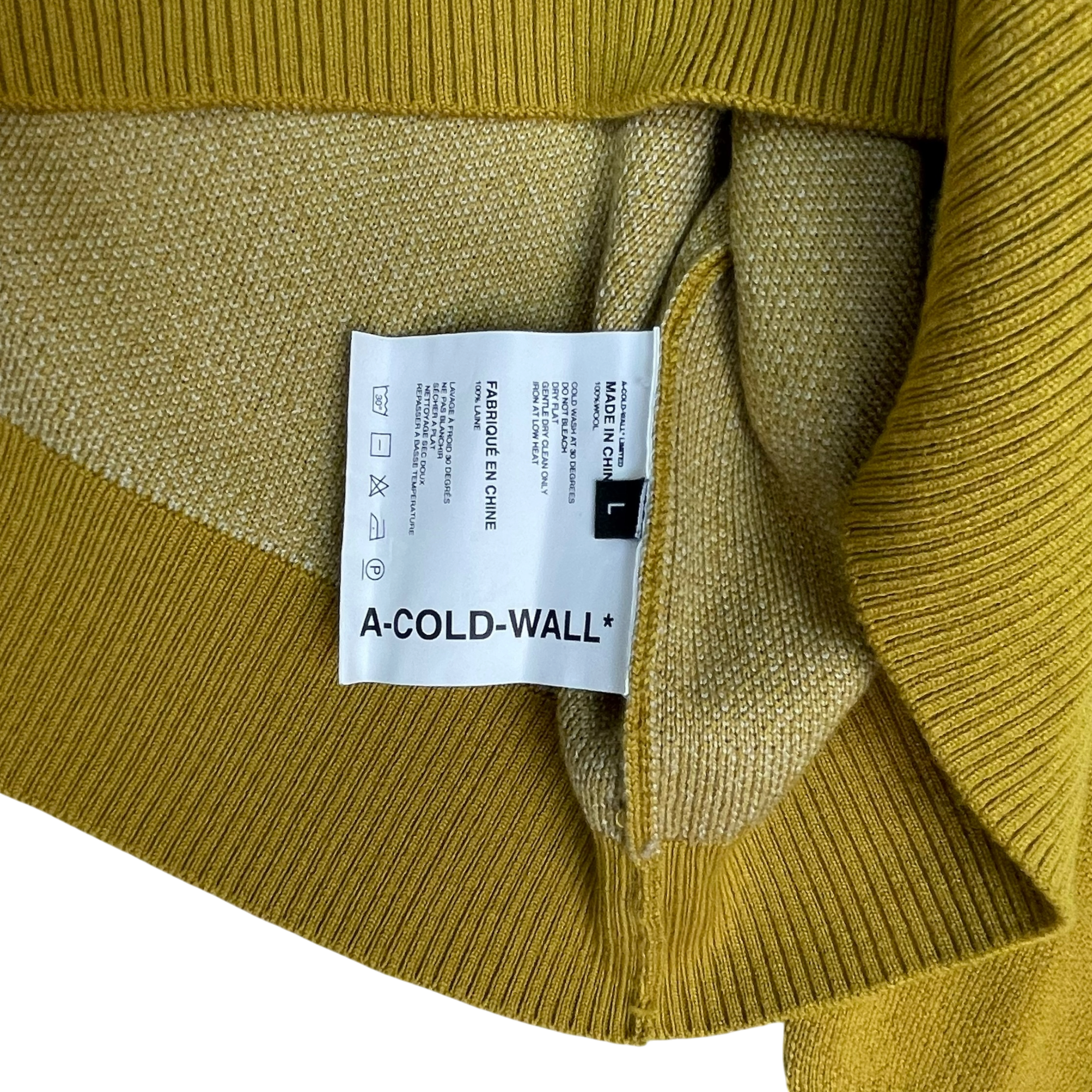 A-COLD-WALL* (ACW) Terrain Wool Knit Crewneck Sweatshirt Yellow (Size L)
