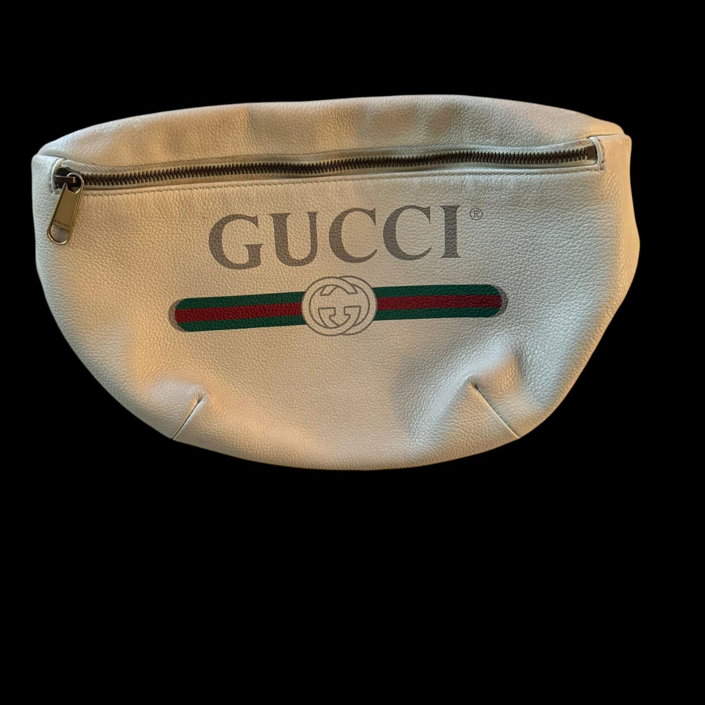 Gucci Logo Print Grained Calfskin Waist Bag