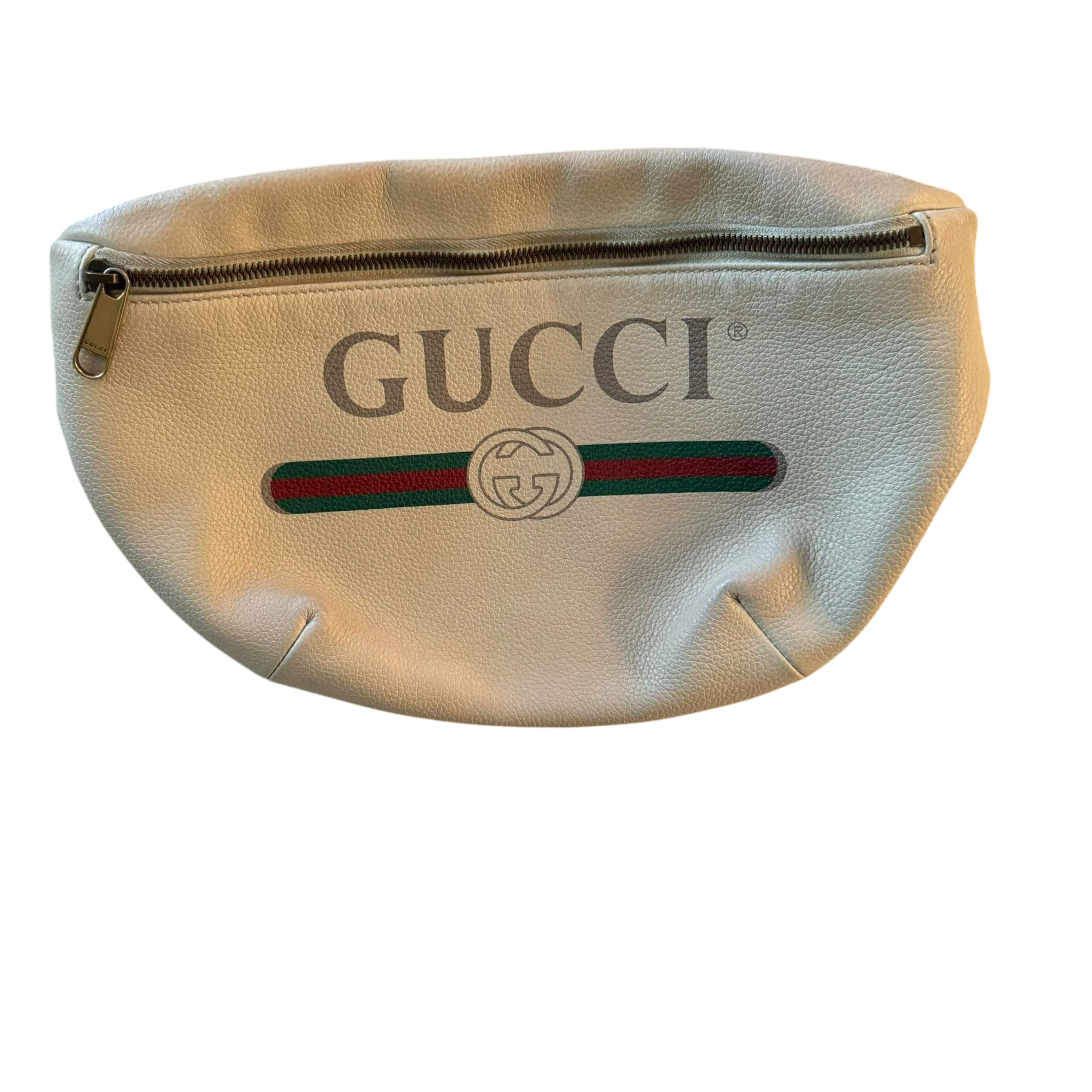 Gucci Logo Print Grained Calfskin Waist Bag
