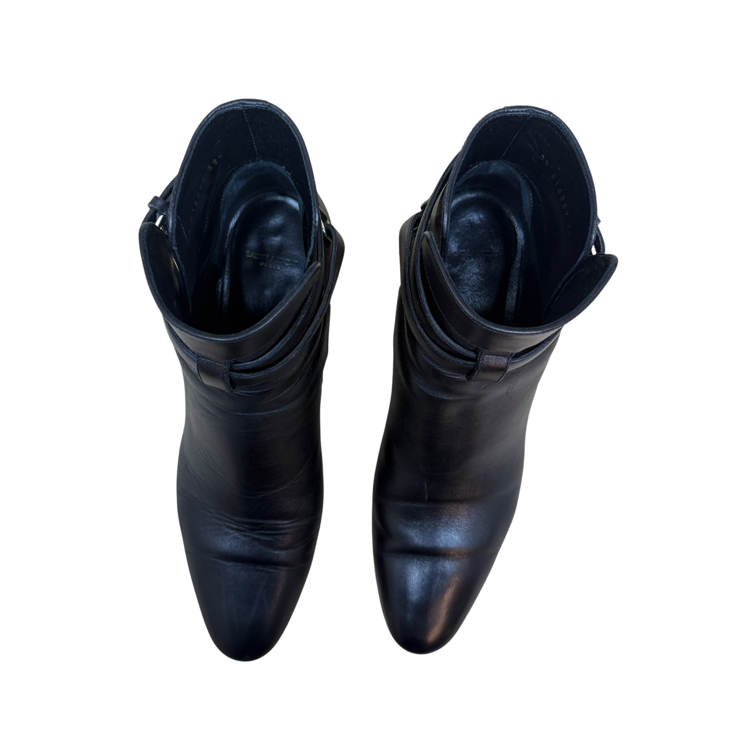 Saint Laurent Pointed Toe Leather Ankle Boots Black (Size EU39.5)