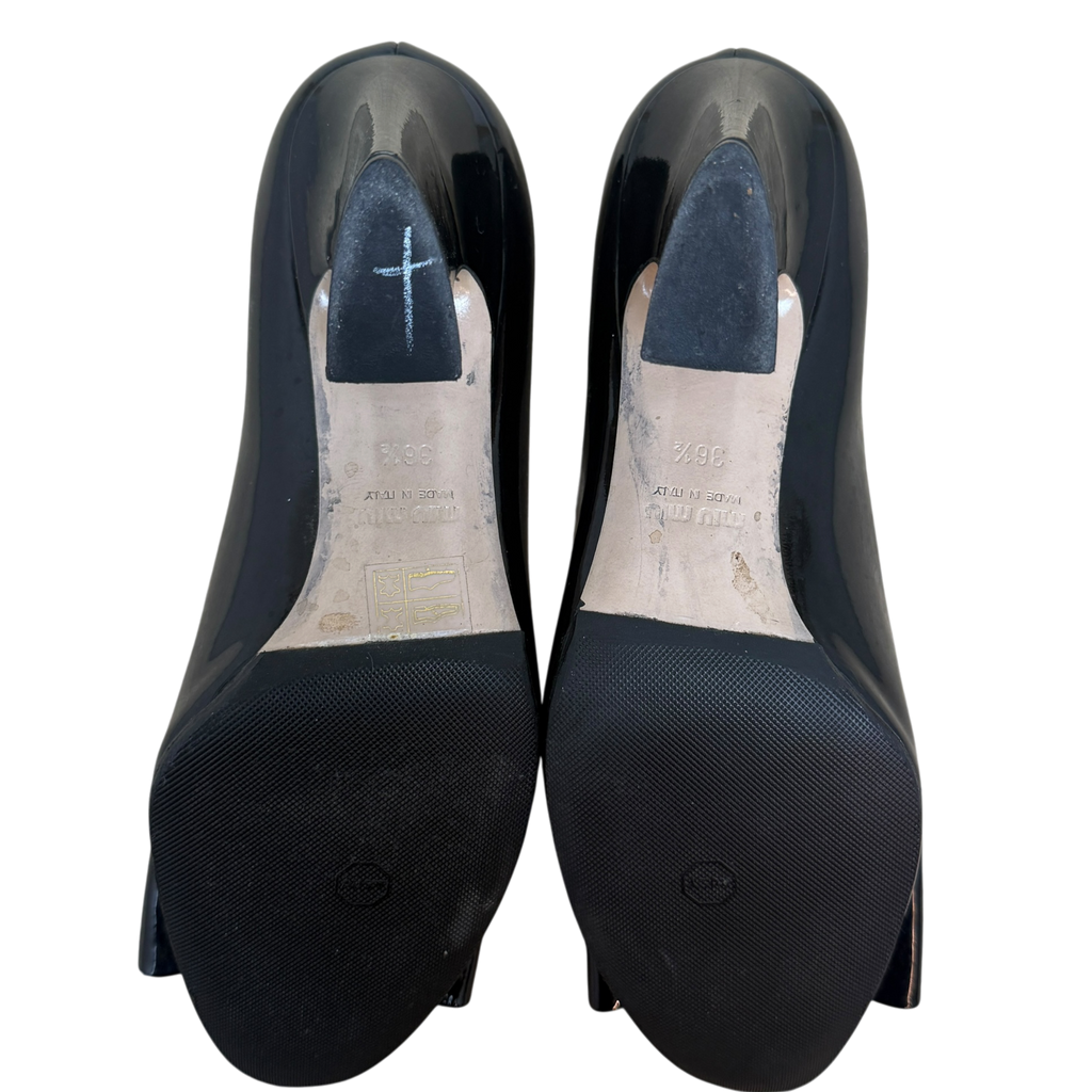 Miu Miu Patent Leather Bow Pumps Black (Size EU36.5)