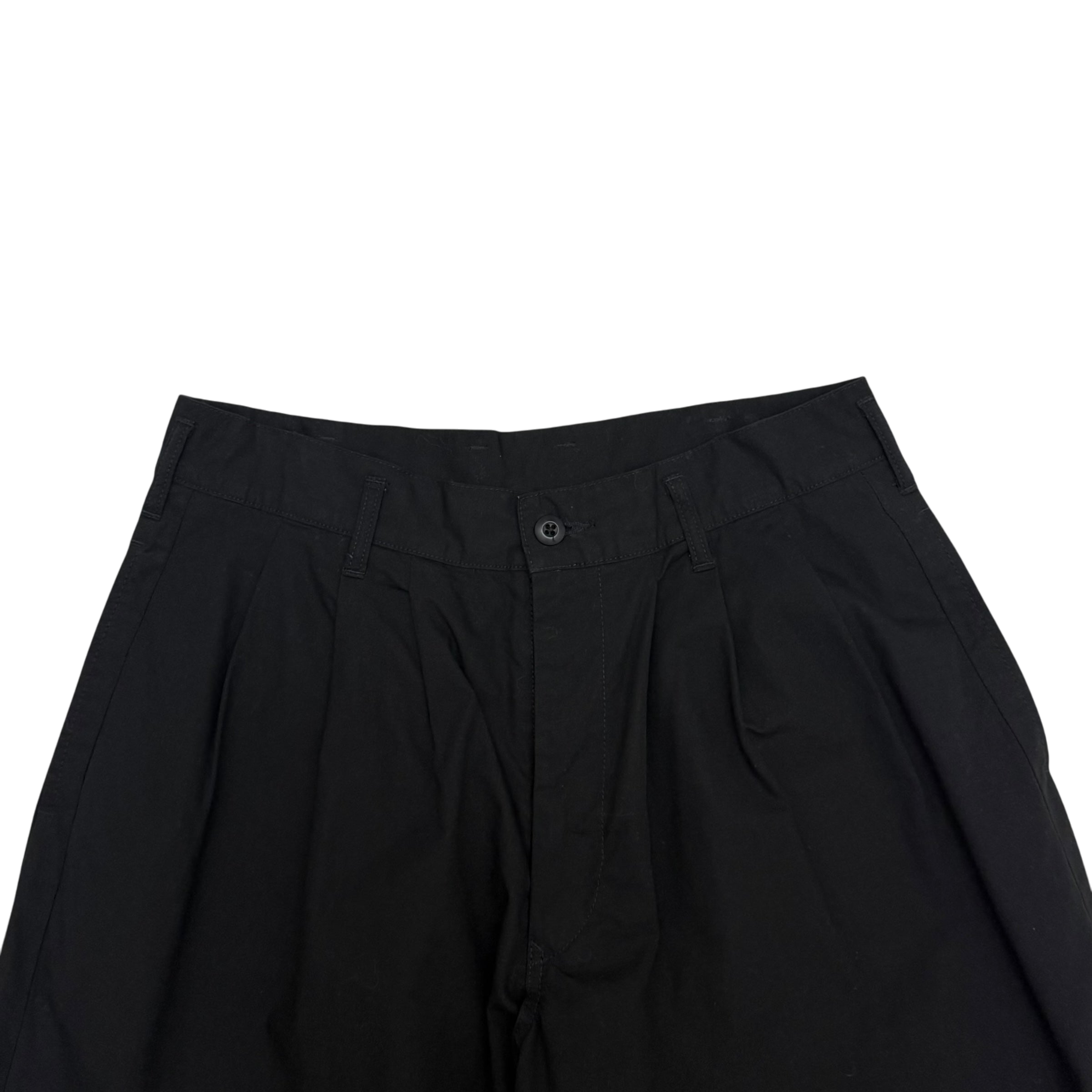 Yohji Yamamoto BLACK Scandal Pleated Wide-Leg Pants Black (Size L)