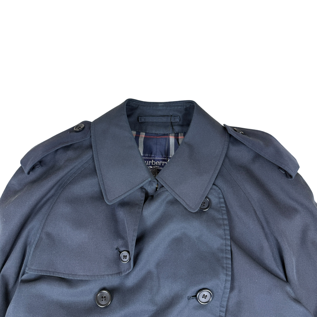 Burberry 90s Lined Trench Coat Navy (Fits M-L)