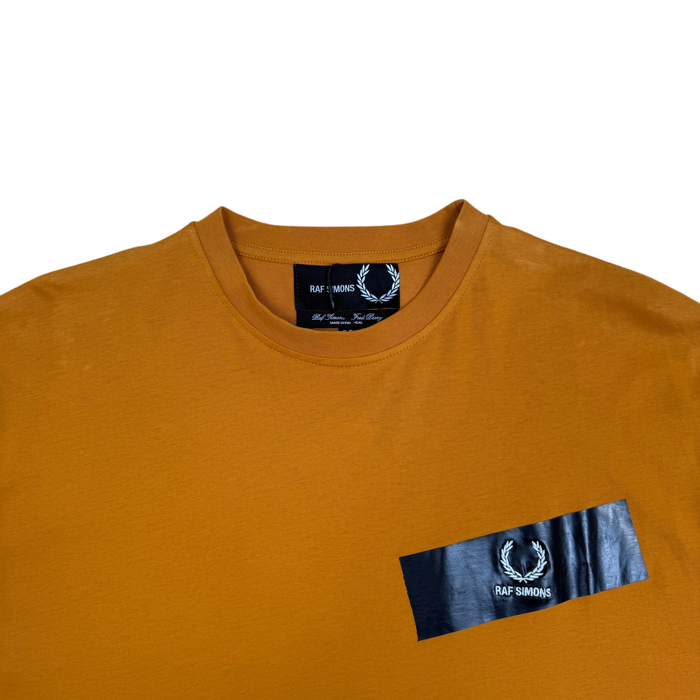 Fred Perry x Raf Simons Tape Detail T-Shirt Golden Orange (Fits M-L)