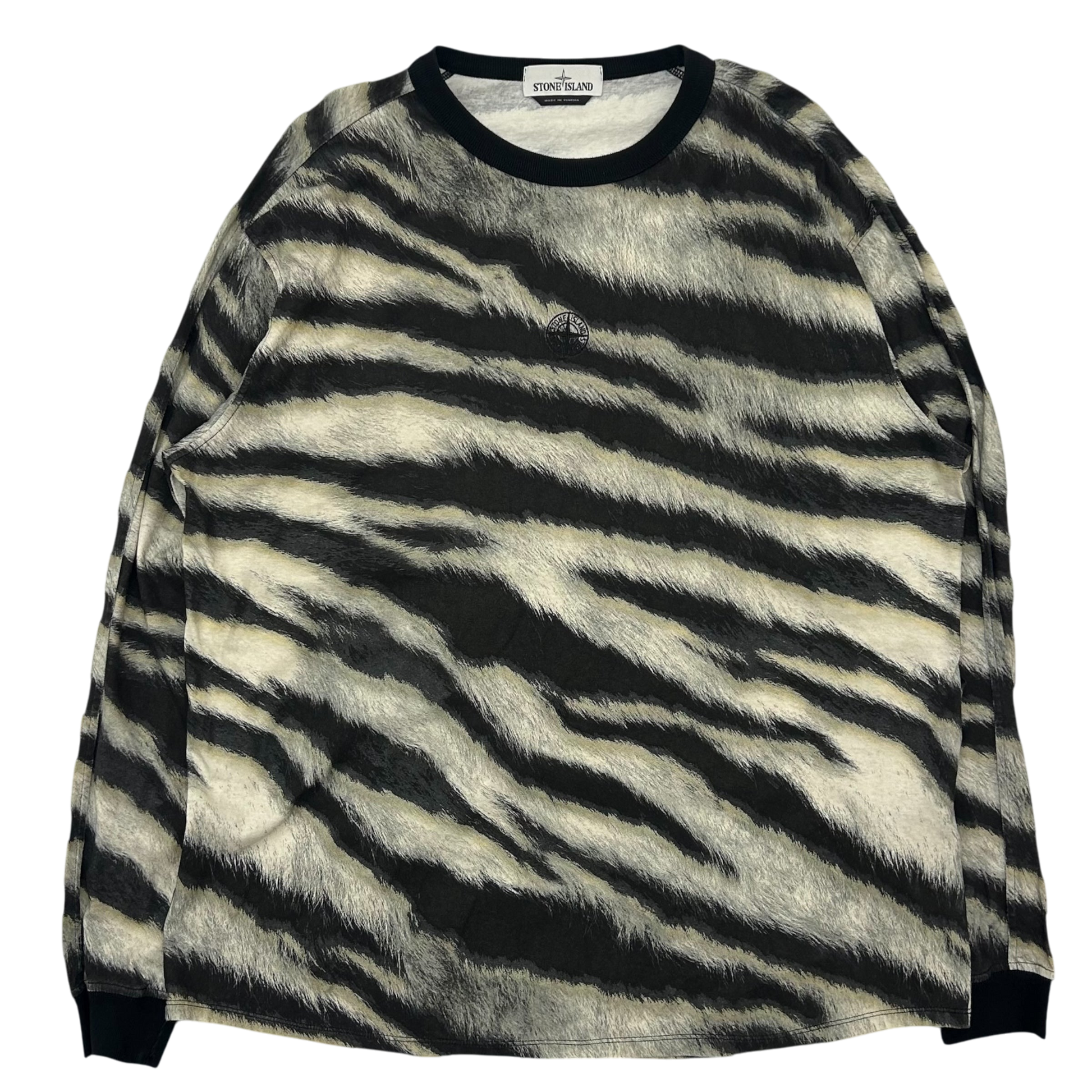 Stone Island Zebra Print Long Sleeve T-Shirt (Fits XL)