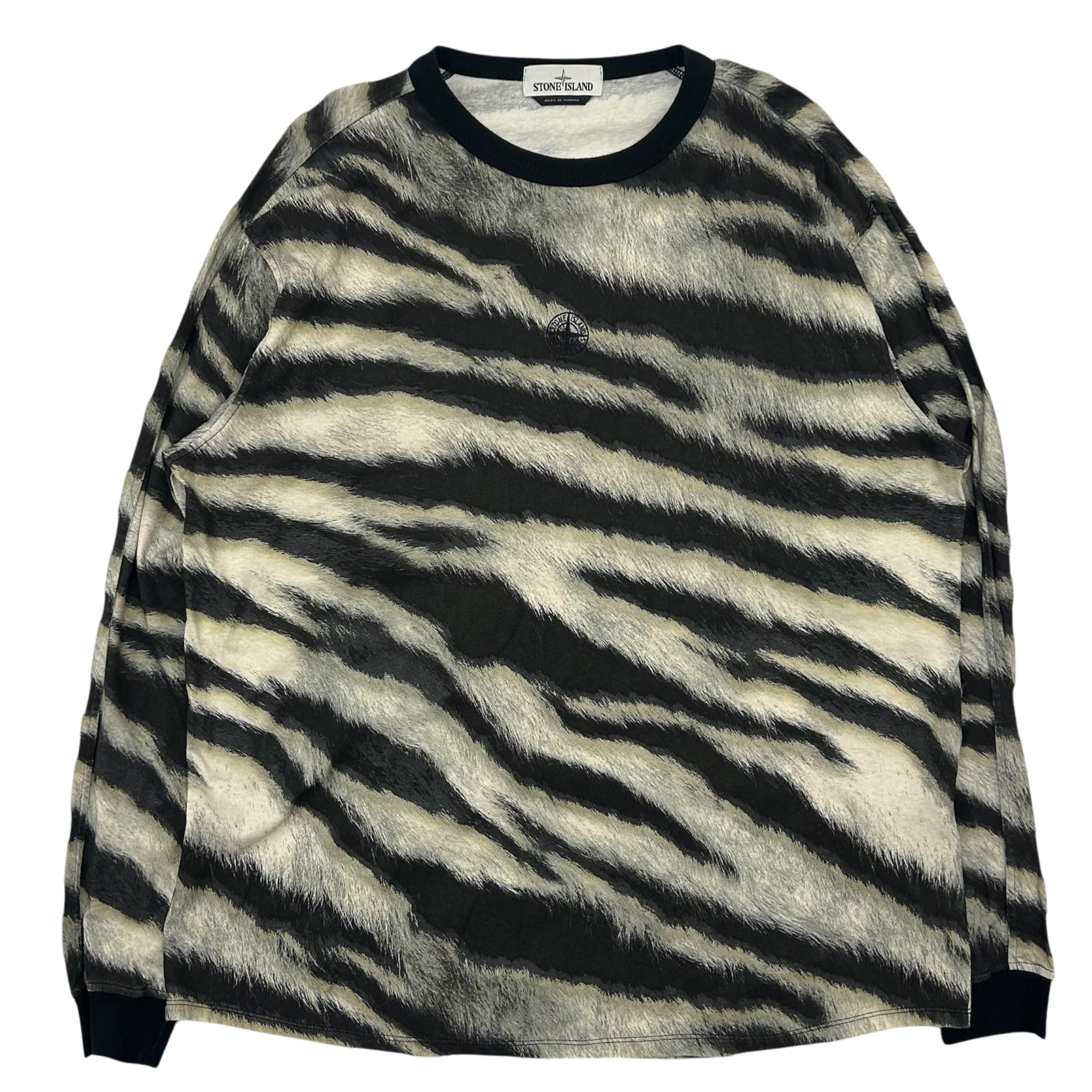 Stone Island Zebra Print Long Sleeve T-Shirt (Fits XL)