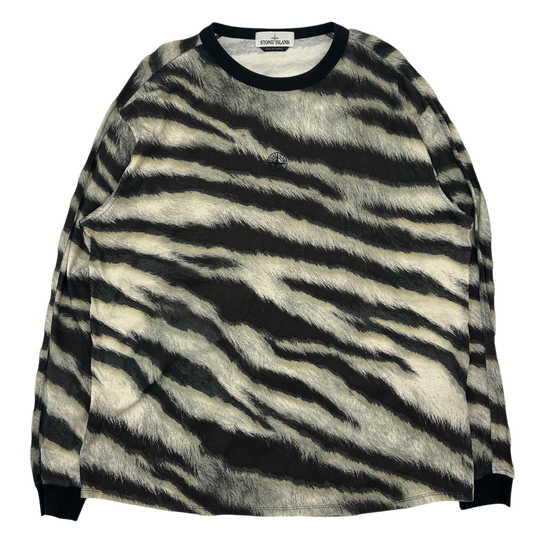 Stone Island Zebra Print Long Sleeve T-Shirt (Fits XL)