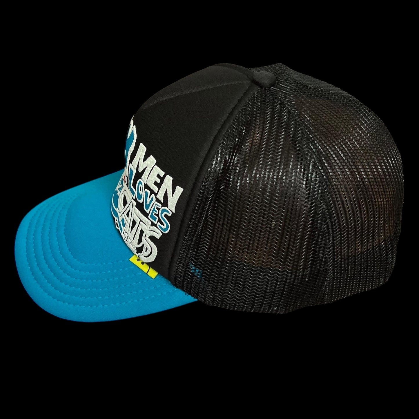 Kapital ‘Denim Men Love Cats’ Trucker Cap Black / Blue