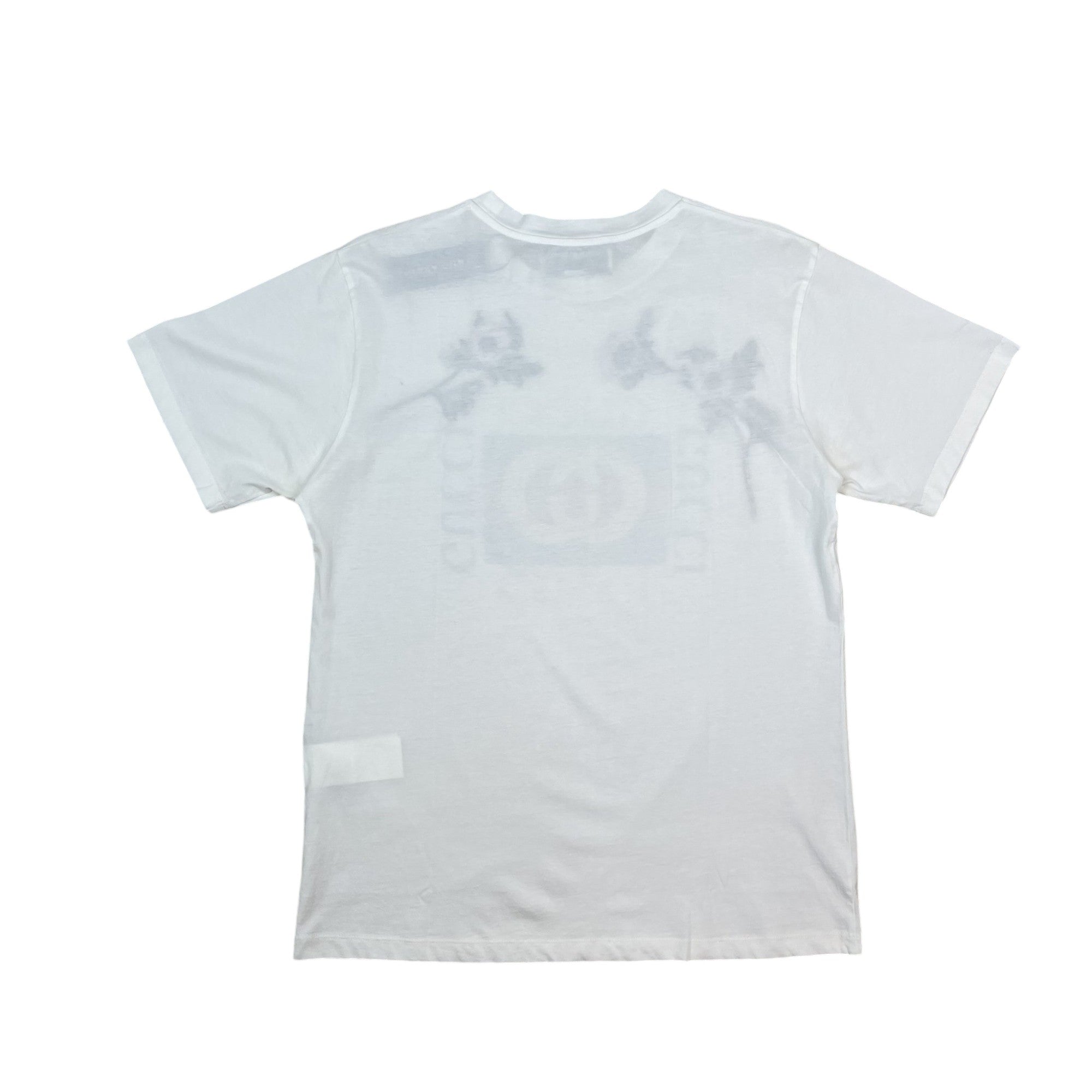 Gucci 2018 Logo Printed & Embroidered Cotton Distressed T-Shirt White (Size L)