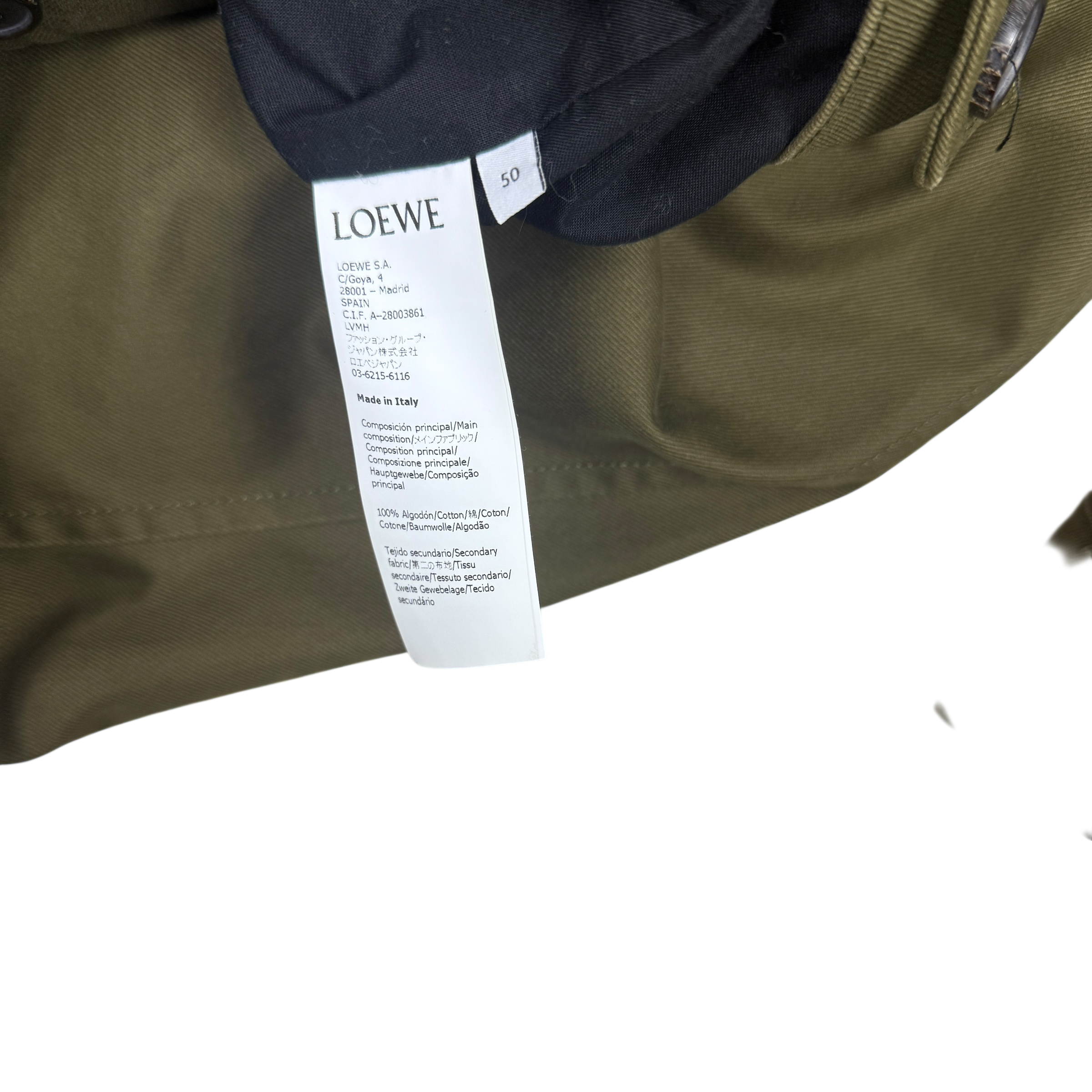 Loewe Leather Logo Lined Workwear Jacket Green (Size 50)