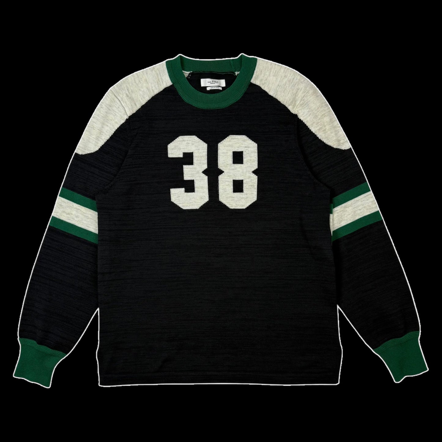 Isabel Marant Etoile Kingston 38-Intarsia Sweatshirt Black / Green (fits M)