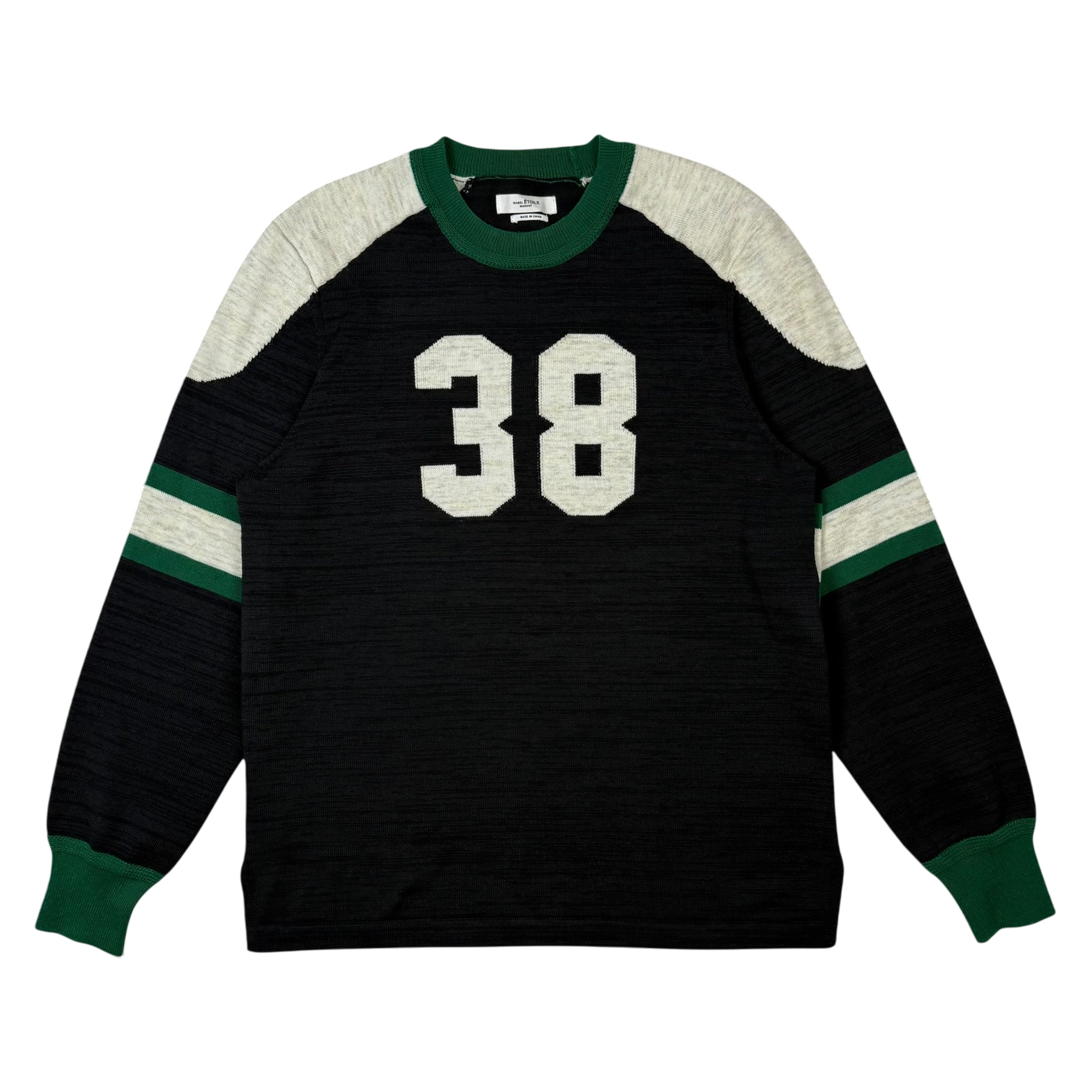 Isabel Marant Etoile Kingston 38-Intarsia Sweatshirt Black / Green (fits M)