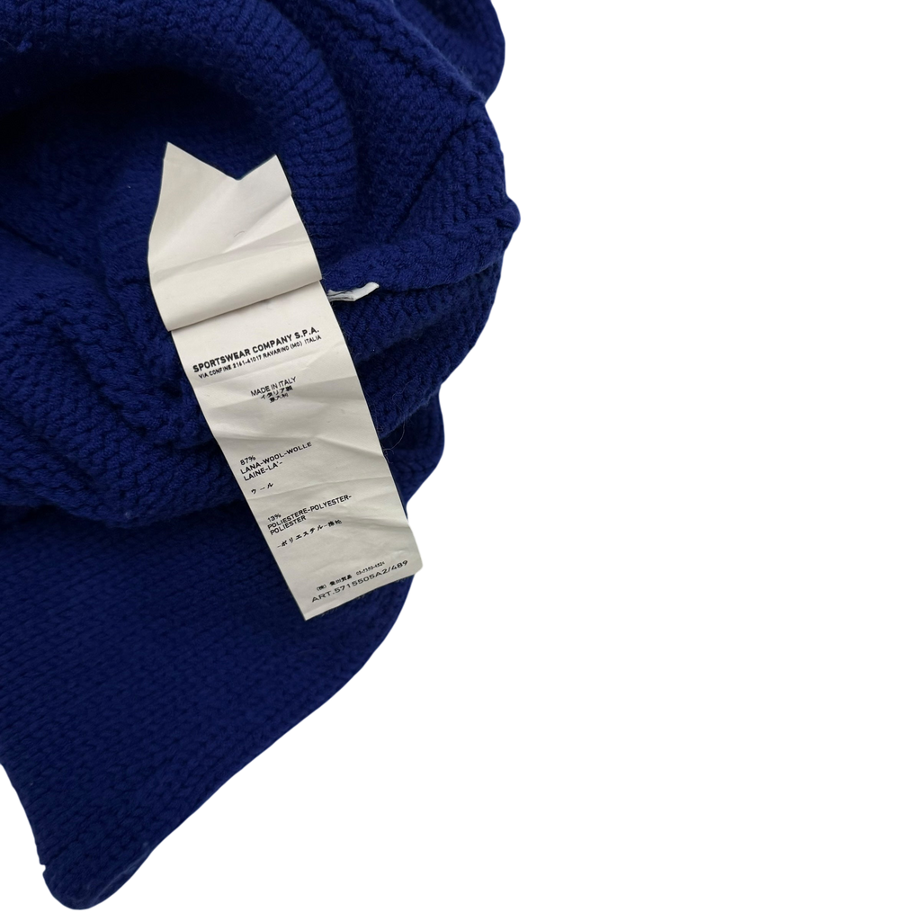 Stone Island AW12 Wool Blend Heavy Knit Zip-Up Sweatshirt Royal Blue (Size M)