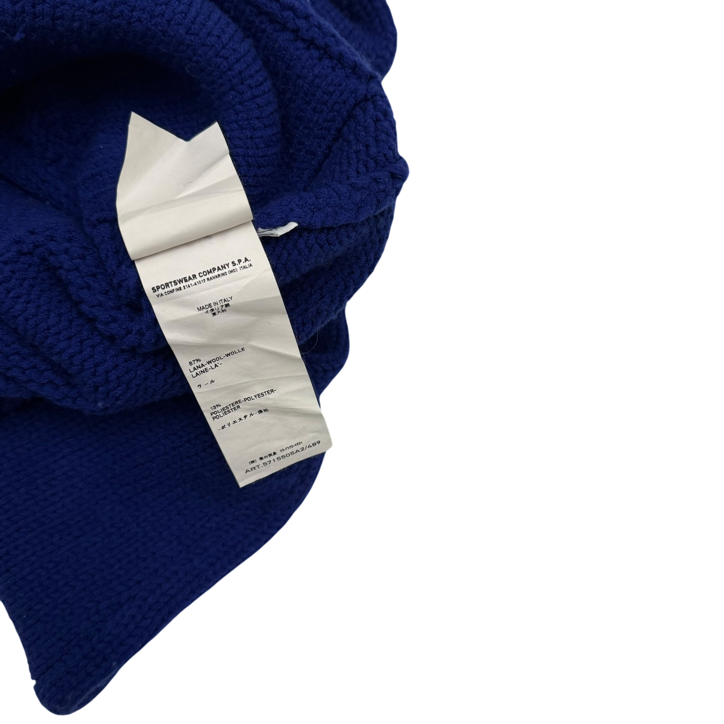 Stone Island AW12 Wool Blend Heavy Knit Zip-Up Sweatshirt Royal Blue (Size M)