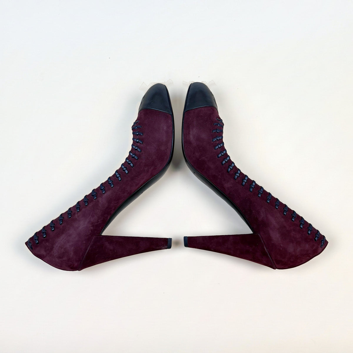 Chanel CC Cap Toe Suede Pumps Burgundy (EU40.5)