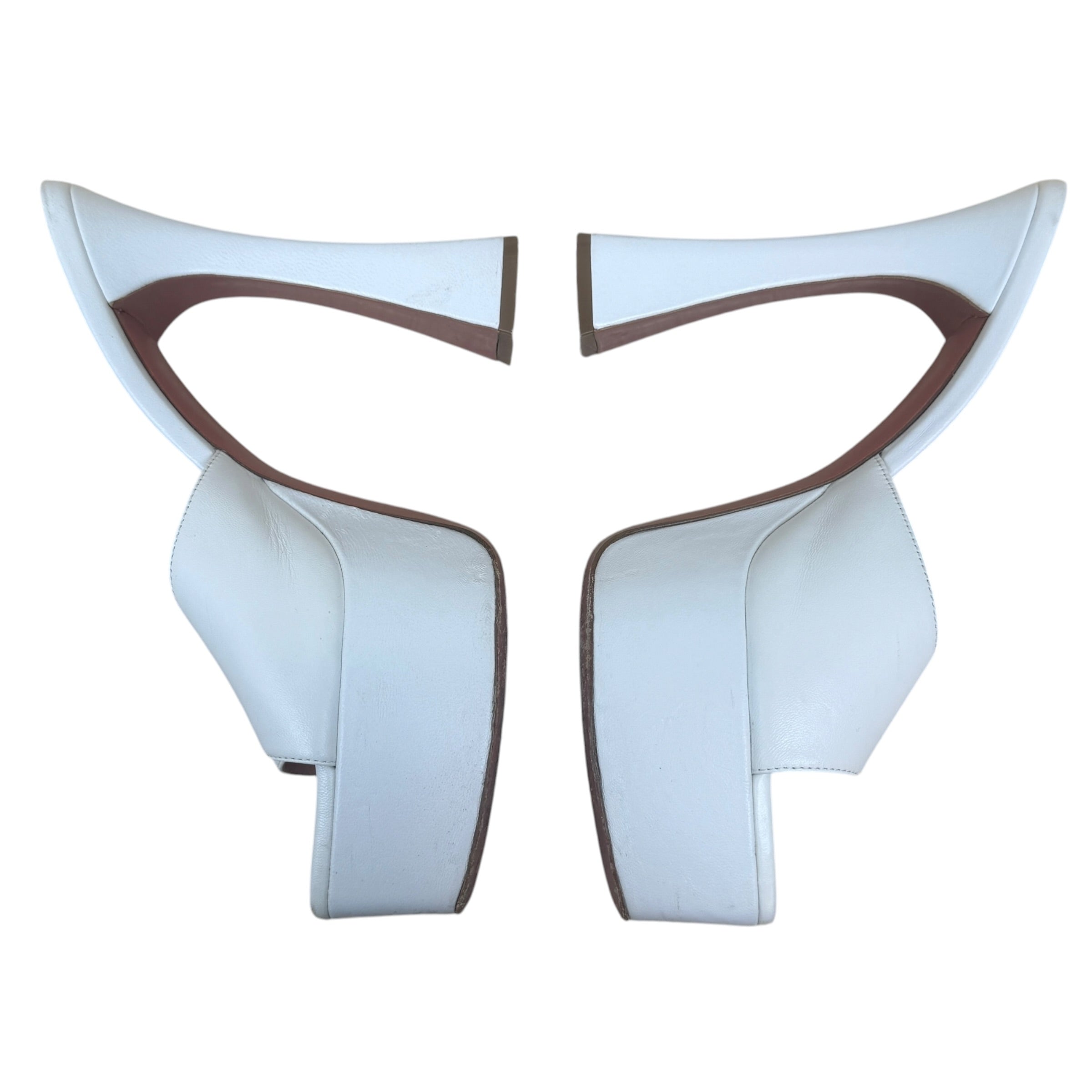 Amina Muaddi White Dalida Heels (Size EU37.5)