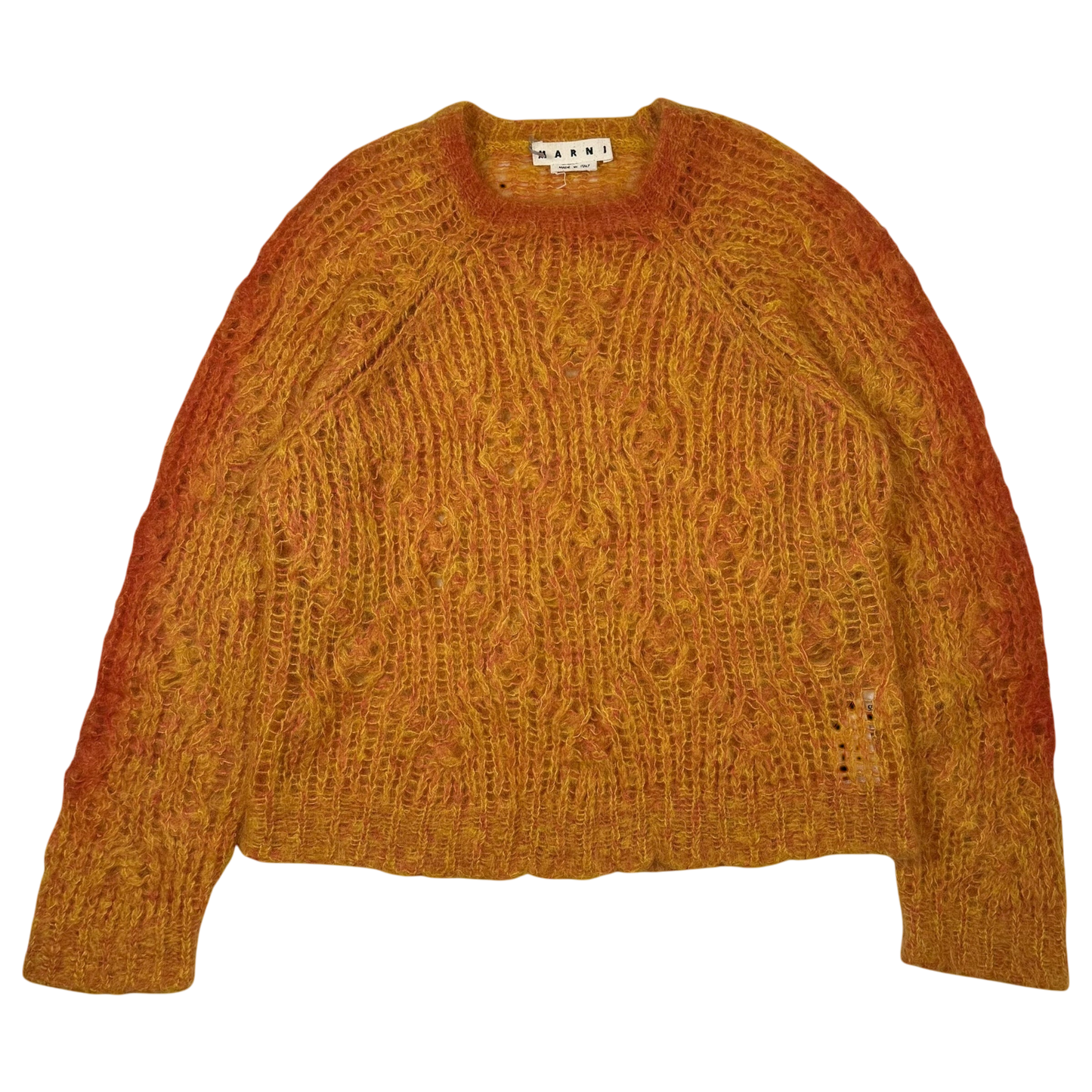 MARNI Latticed Open-Gauge Oversized Mohair-Blend Sweatshirt Orange (Size L)