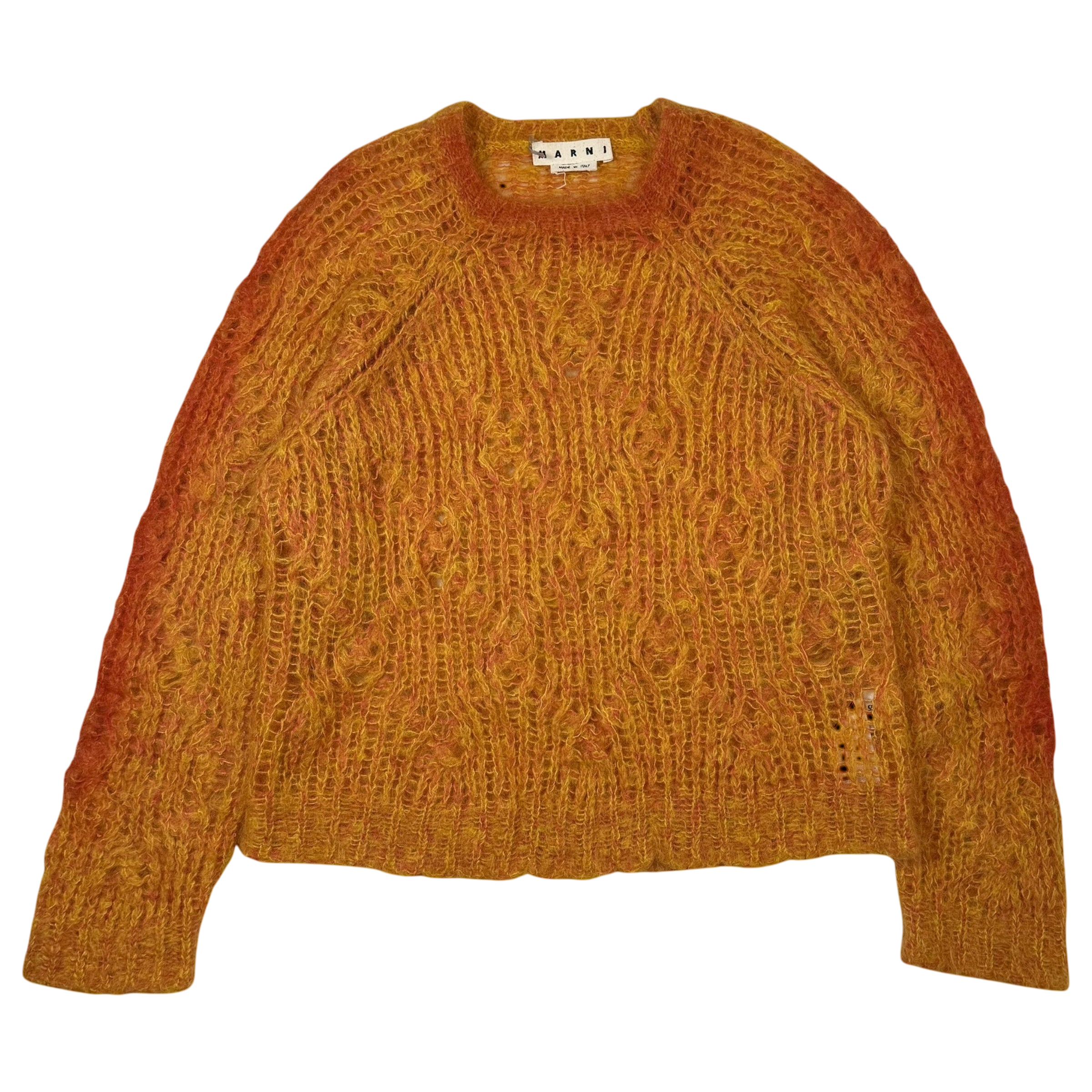 MARNI Latticed Open-Gauge Oversized Mohair-Blend Sweatshirt Orange (Size L)