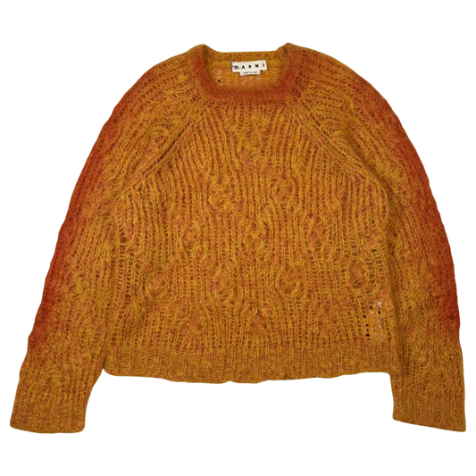 MARNI Latticed Open-Gauge Oversized Mohair-Blend Sweatshirt Orange (Size L)