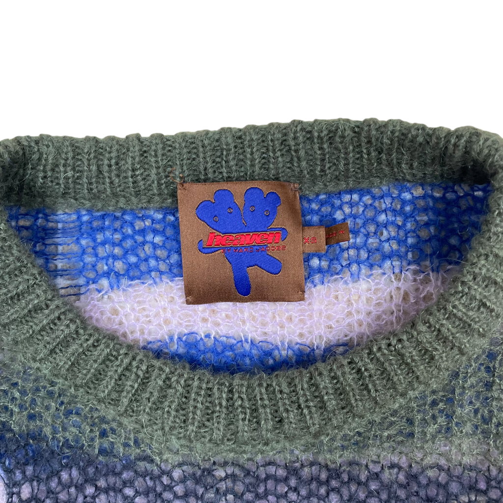 Heaven By Marc Jacobs SS22 Distressed Mohaie-Blend Open Knit Crewneck Multi (Size XS)