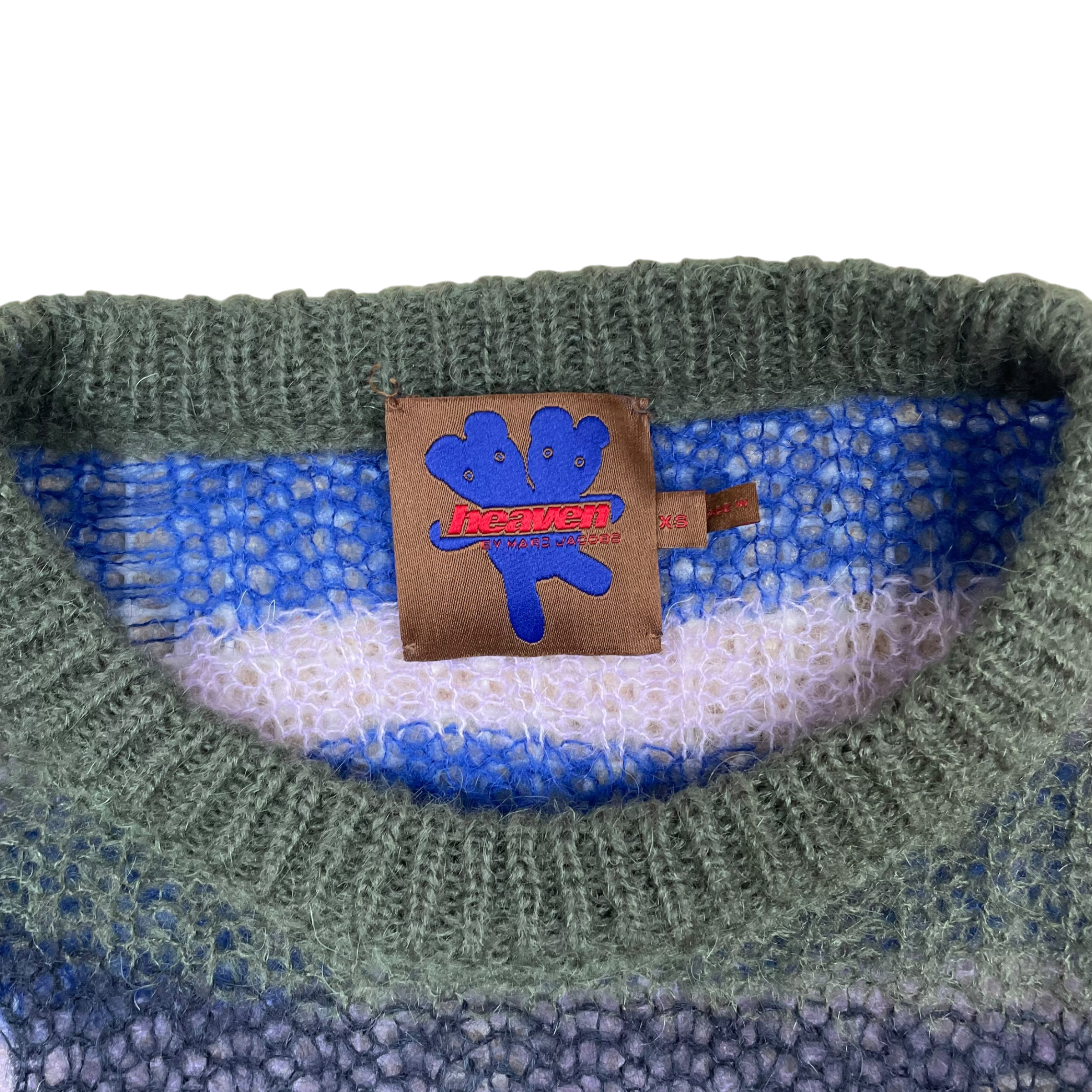 Heaven By Marc Jacobs SS22 Distressed Mohaie-Blend Open Knit Crewneck Multi (Size XS)