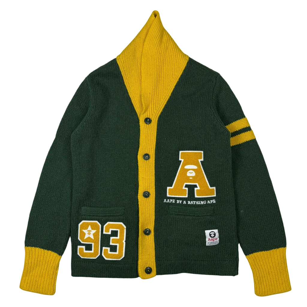 AAPE by A Bathing Ape Embroidered Knit Sweatshirt Cardigan Green (Size L)