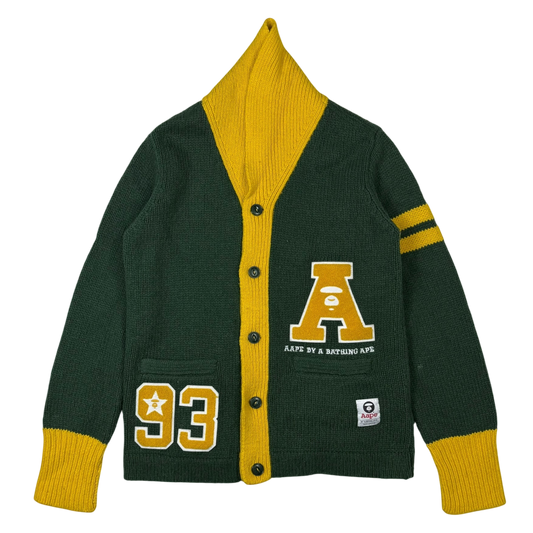 AAPE by A Bathing Ape Embroidered Knit Sweatshirt Cardigan Green (Size L)