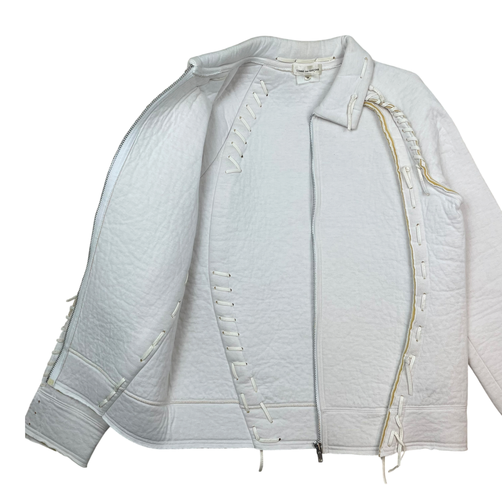 Comme des Garçons AD2004 Poly Zip Lace Up Jacket White (Size M)