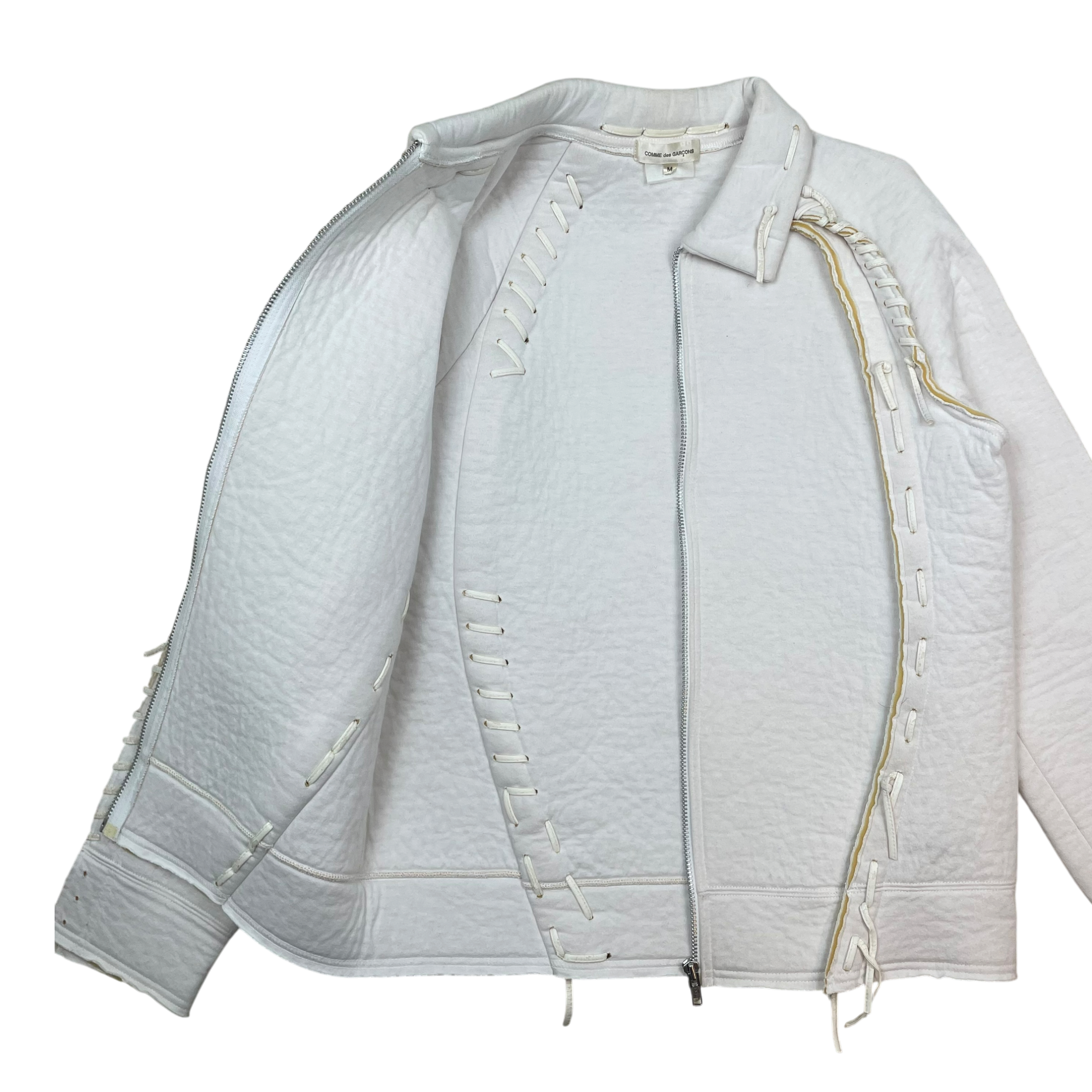 Comme des Garçons AD2004 Poly Zip Lace Up Jacket White (Size M)