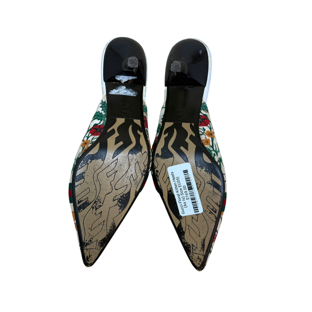 Gucci Floral Kitten Heels (As Is) Size EU35)