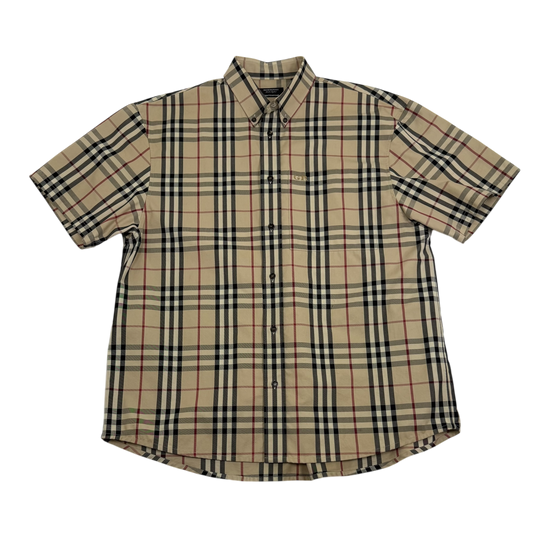 Burberry X Gosha Rubchinsky Nova Check Heavy Cotton Plaid Shirt Beige (Fits L-XL)