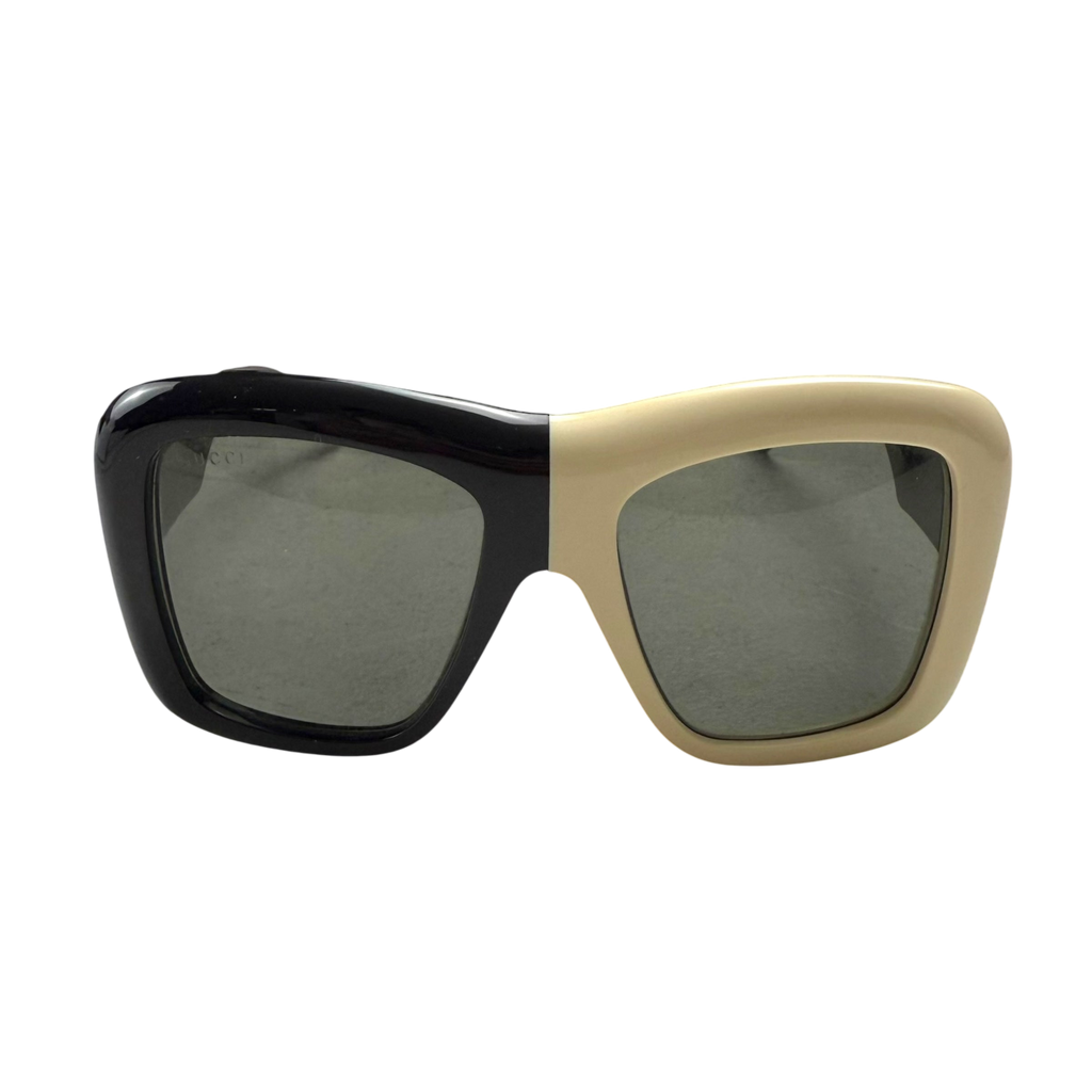 Gucci Oversized Square-Frame Sunglasses Black/Cream