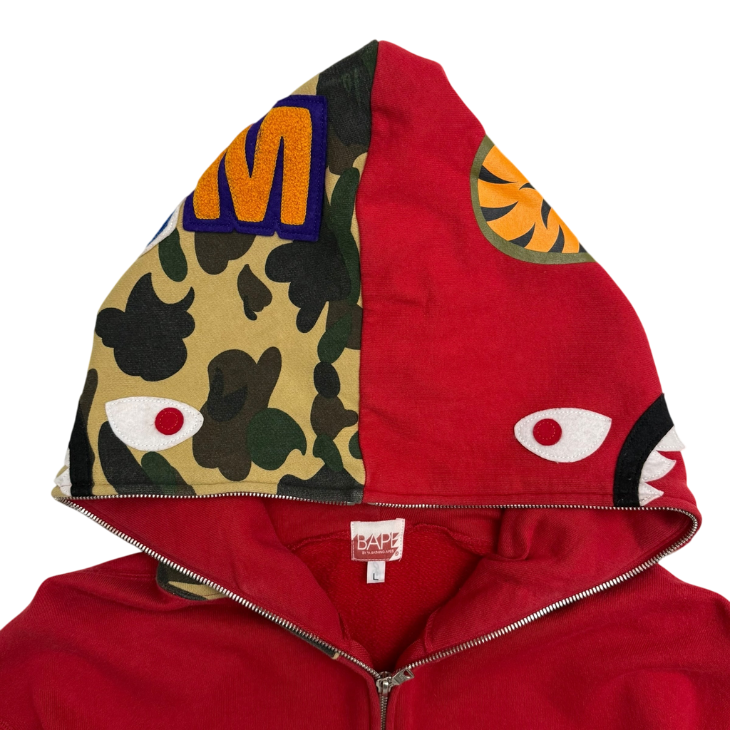 BAPE (A Bathing Ape) 2006 Aoyama Limited Shark Zip-Up Hoodie Red (Size L)