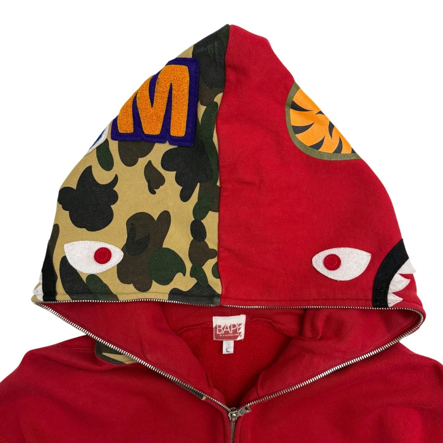 BAPE (A Bathing Ape) 2006 Aoyama Limited Shark Zip-Up Hoodie Red (Size L)
