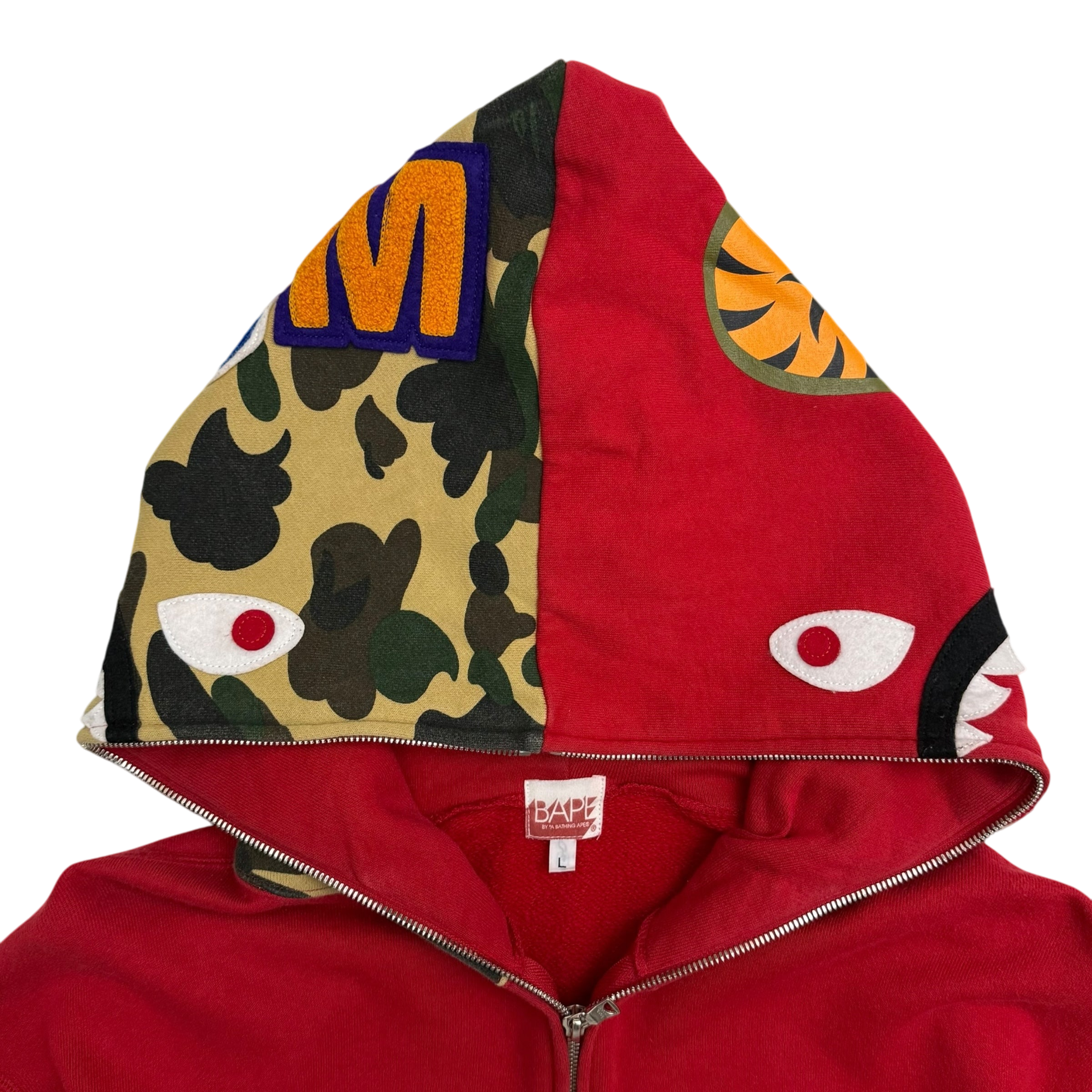 BAPE (A Bathing Ape) 2006 Aoyama Limited Shark Zip-Up Hoodie Red (Size L)