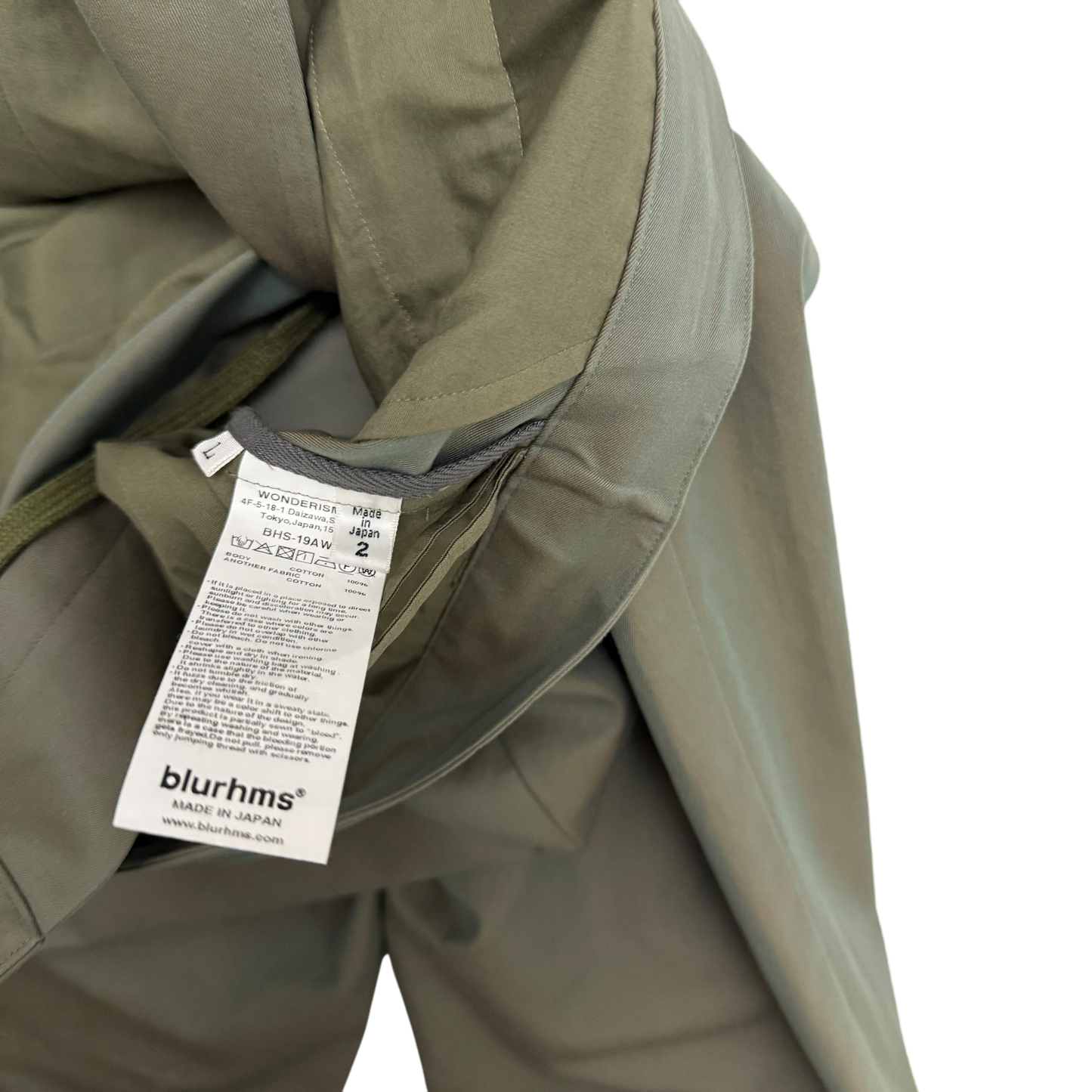 Blurhms SS18 Heavy Twill Central Slit Pants Iridescent Green (Size L)