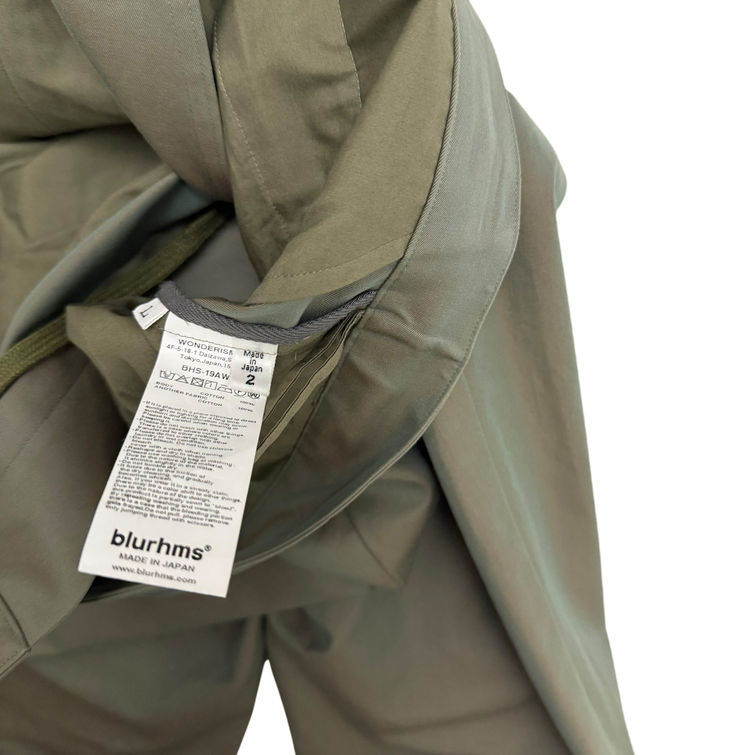 Blurhms SS18 Heavy Twill Central Slit Pants Iridescent Green (Size L)