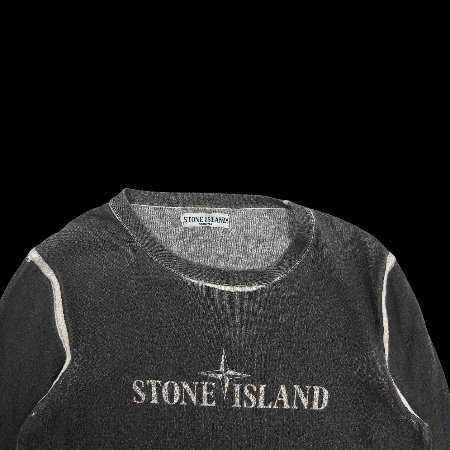 Stone Island SS08 Centre Logo Knit Jumper Charcoal Grey (Size S)
