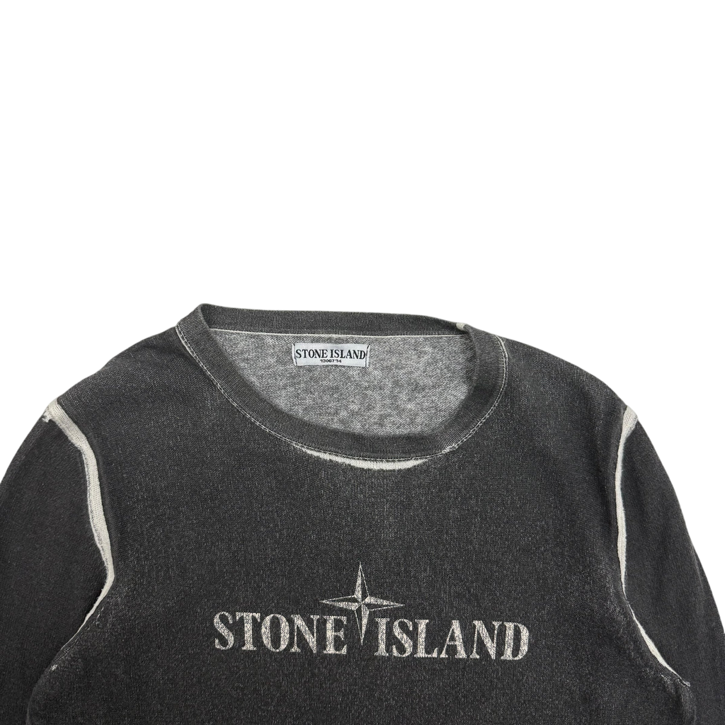 Stone Island SS08 Centre Logo Knit Jumper Charcoal Grey (Size S)