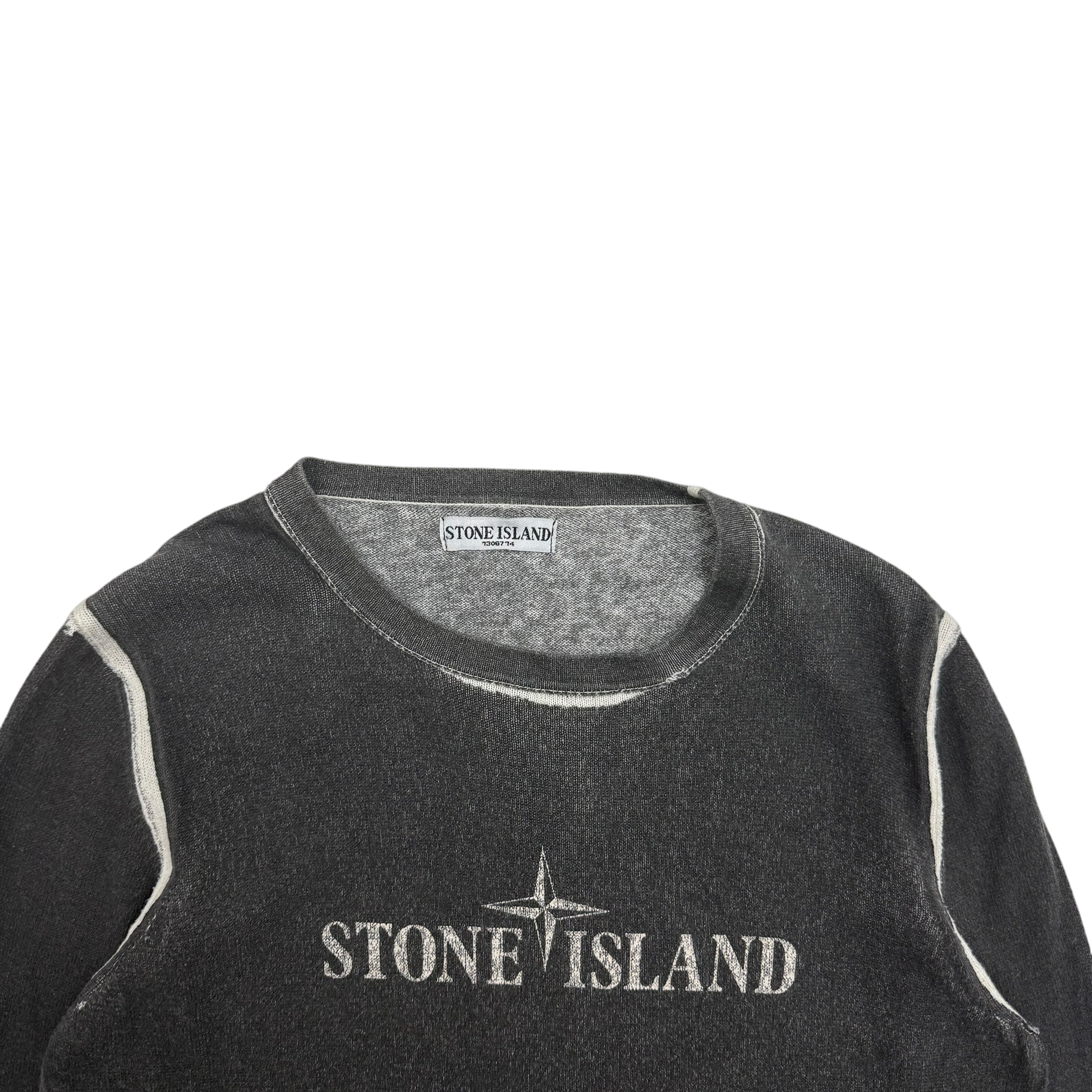 Stone Island SS08 Centre Logo Knit Jumper Charcoal Grey (Size S)