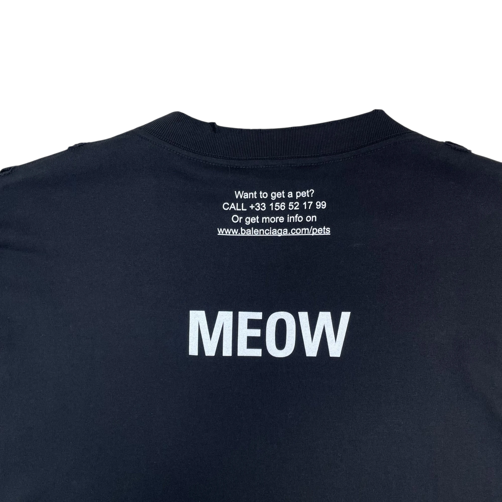 Balenciaga SS20 ‘I Love Cats’ Oversized Pre-Distressed T-Shirt Black (Fits Up To XXL)