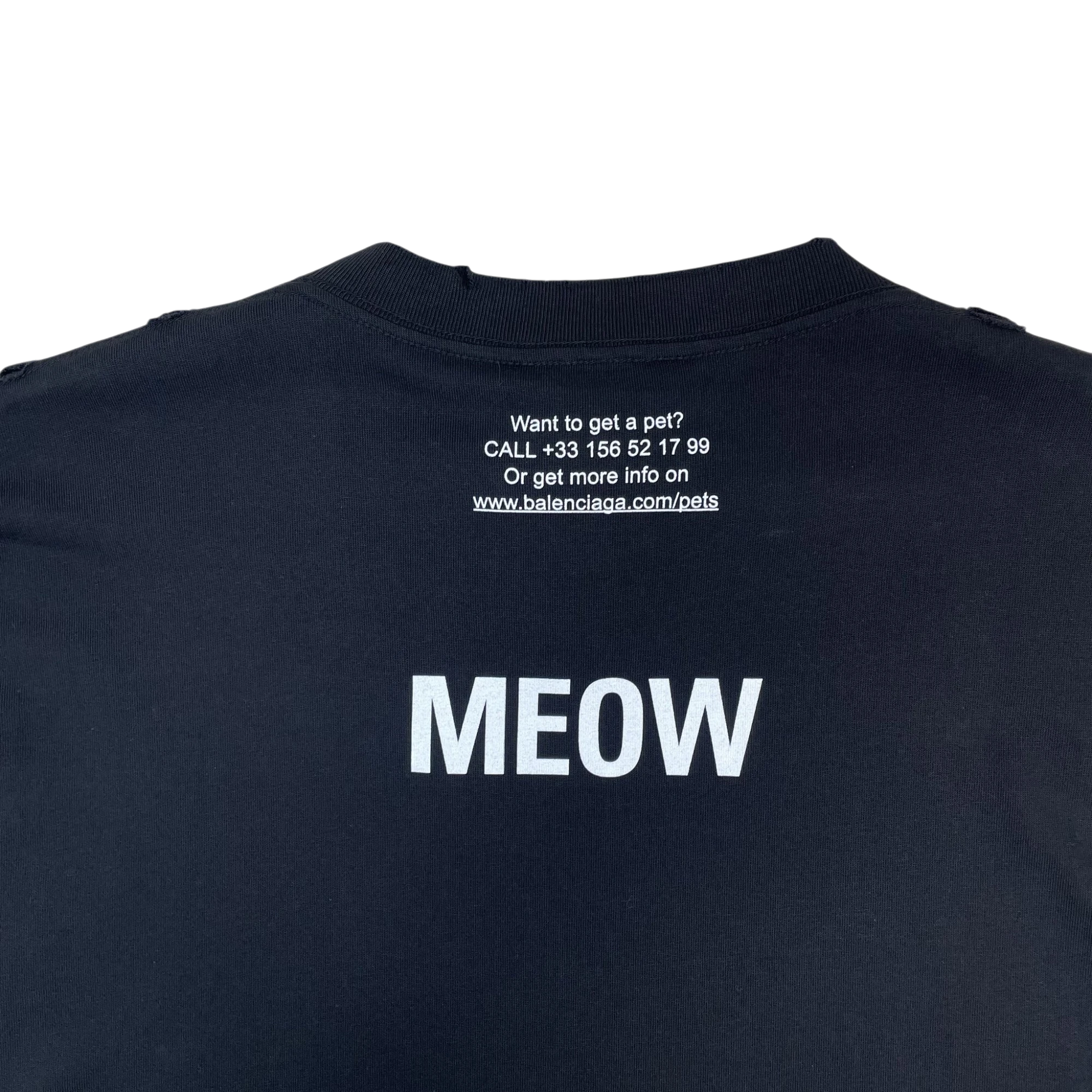 Balenciaga SS20 ‘I Love Cats’ Oversized Pre-Distressed T-Shirt Black (Fits Up To XXL)