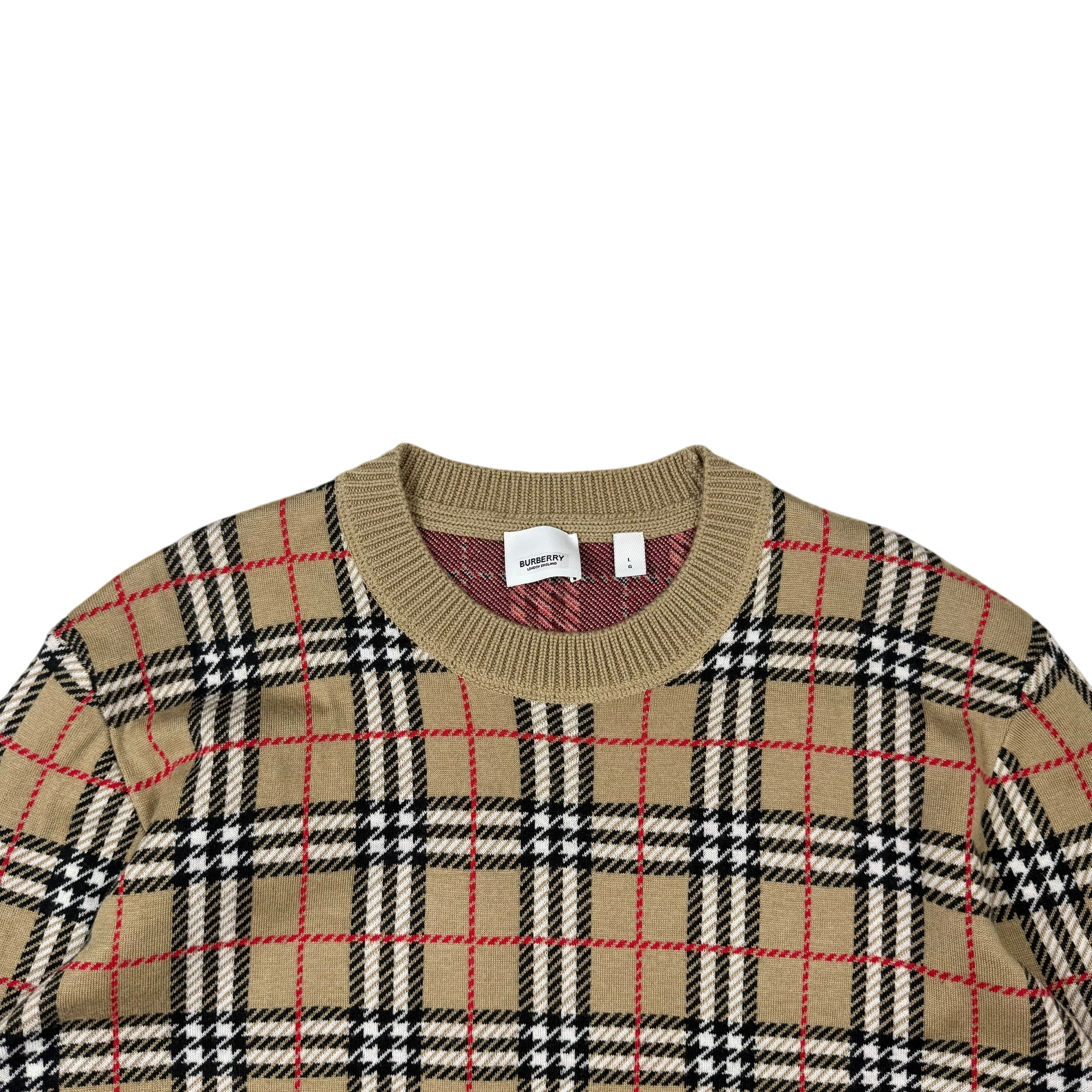 Burberry FW19 Nova Check Fletcher Sweatshirt Beige (Size L)