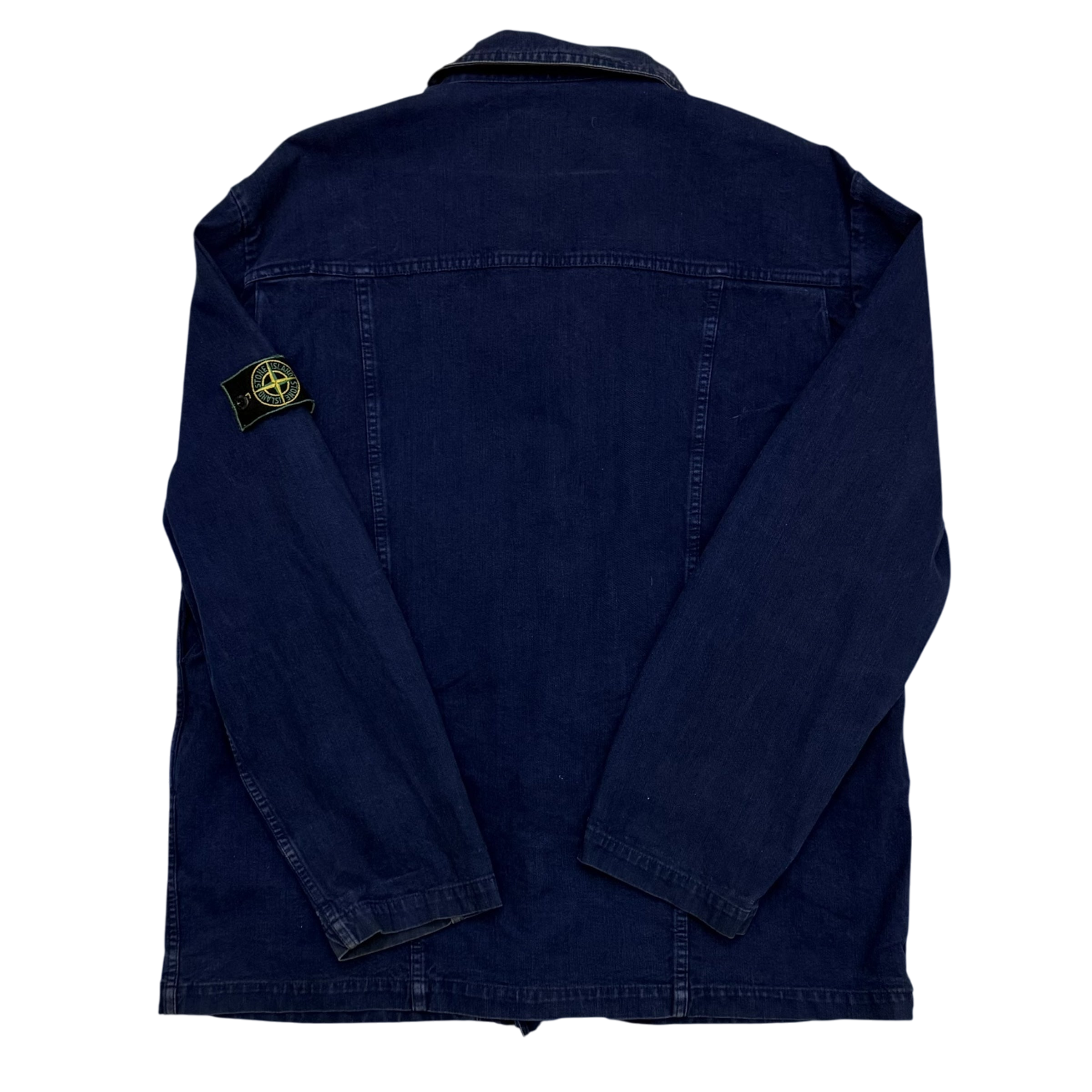 Stone Island SS 1994 Thick Denim Collared Jacket Blue (Size XL)