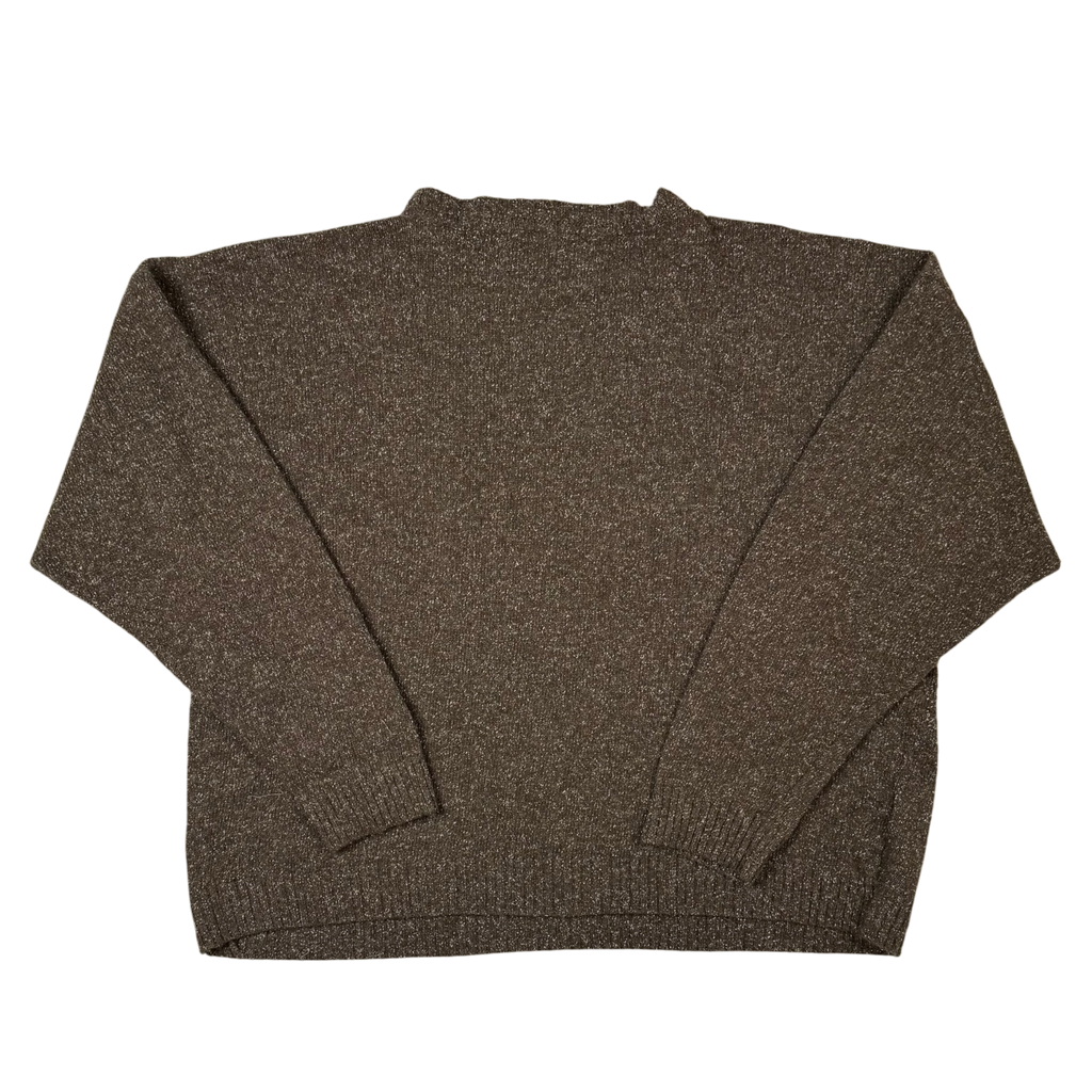 Versace 90s Medusa Logo Embroidered Wool Sweatshirt Brown (Size XL)