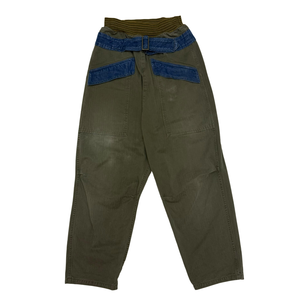 Kapital Cotton Herringbone Aviator Suit Cut Pants Khaki (size 2)