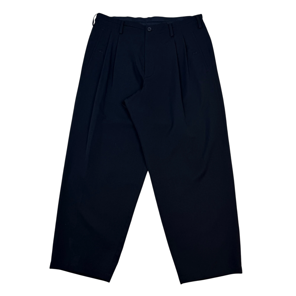 Yohji Yamamoto AW21 Pour Homme Pleated Wide-Leg Wool Trousers Black (Size 3/L)