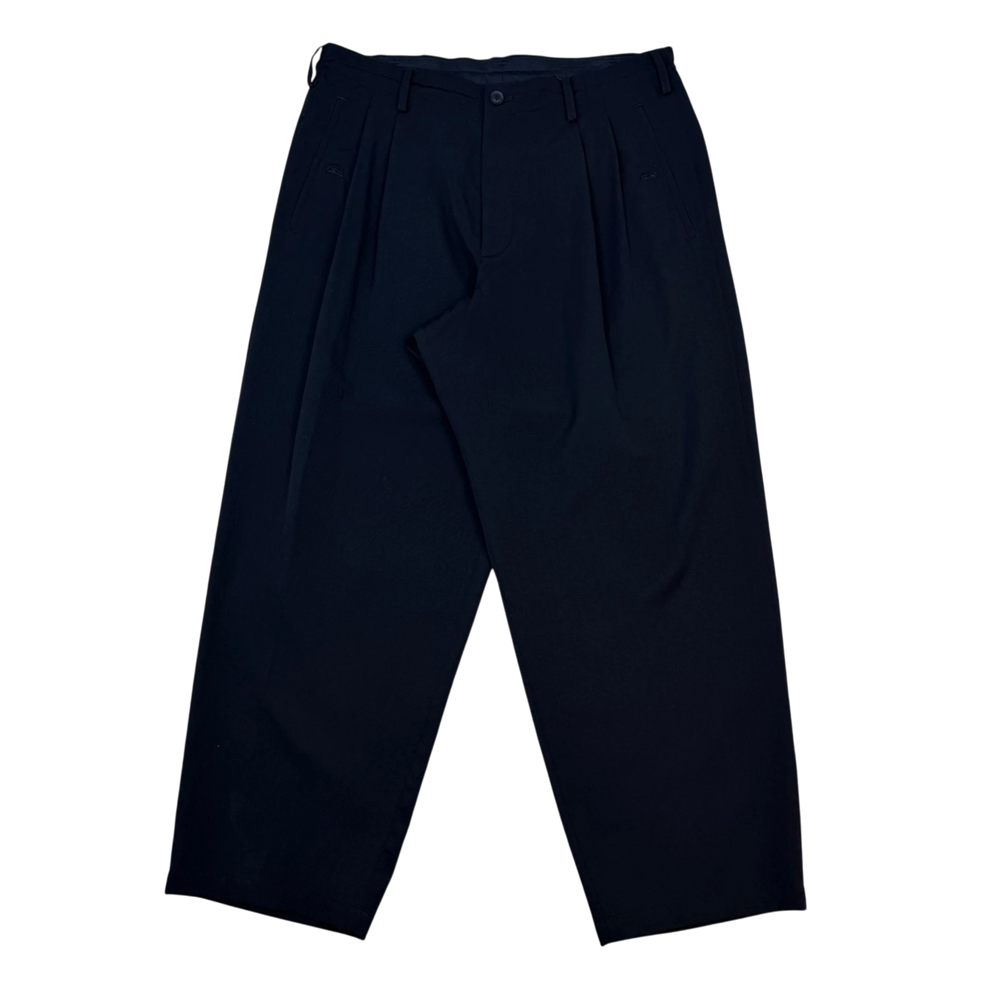 Yohji Yamamoto AW21 Pour Homme Pleated Wide-Leg Wool Trousers Black (Size 3/L)